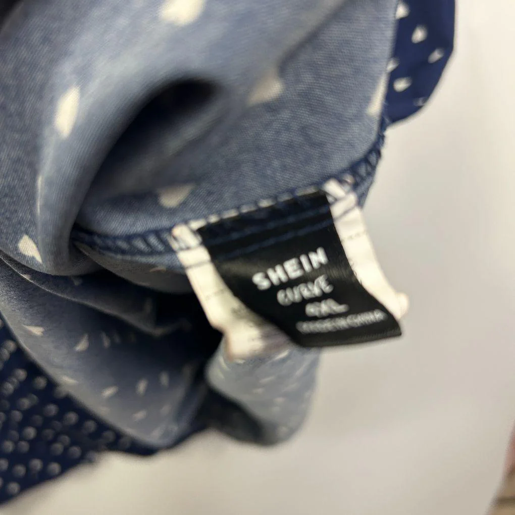 Shein Curve Navy Polka Dot Dress - Size 22 - Image 3