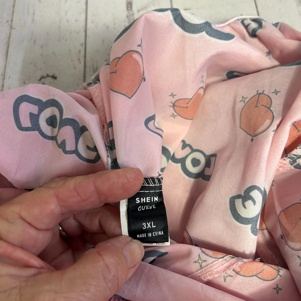 Shein Curve Pink Love Print Pyjama Pants - Size 3XL - Image 2
