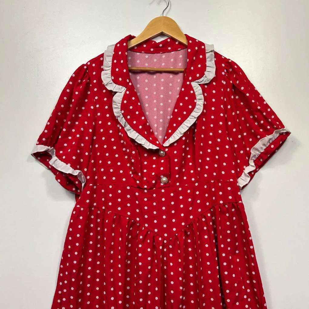 Shein Curve Red Polka Dot Dress - Size 22 - Image 3
