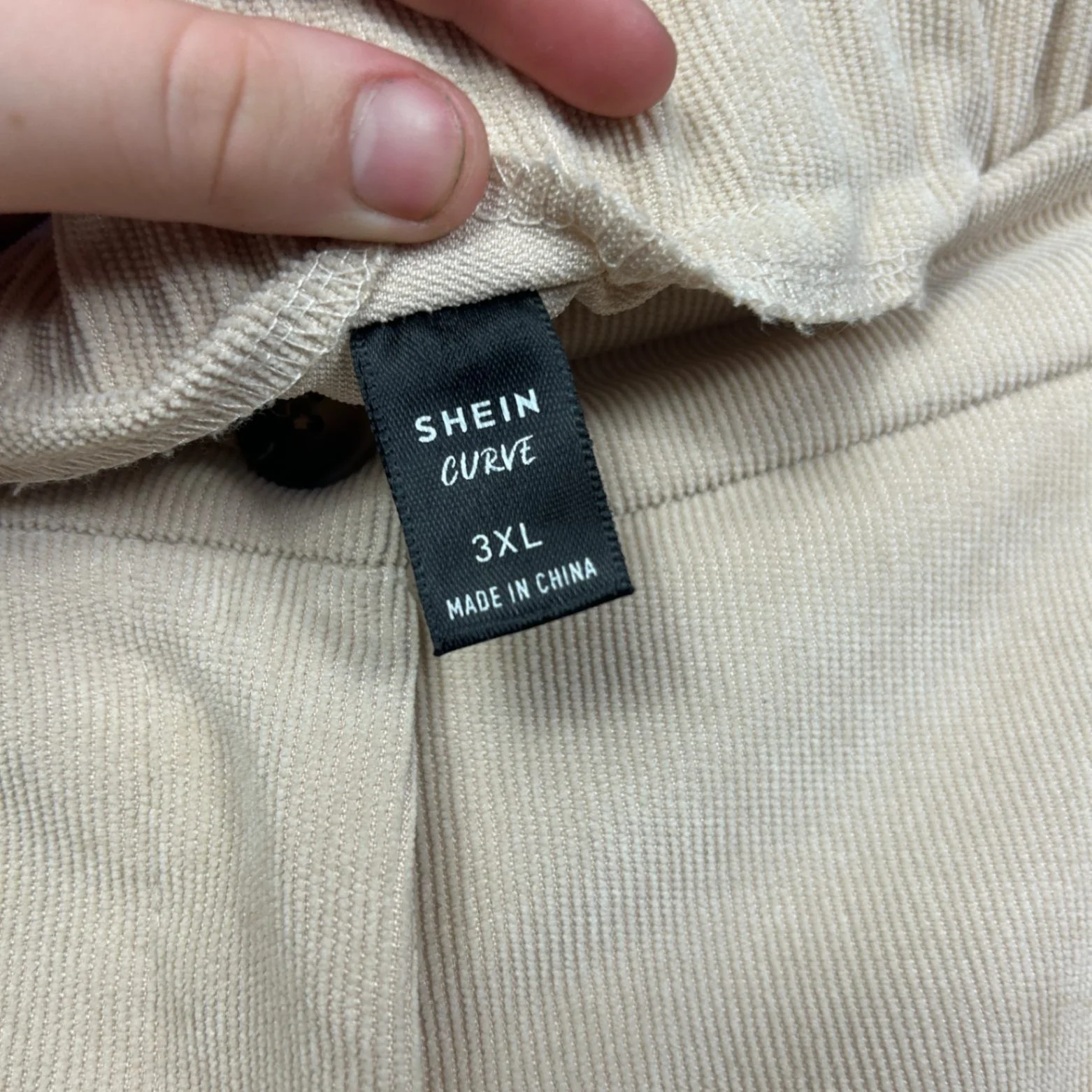 SHEIN Curve Womens Beige Corduroy Wide Leg Trousers 3XL - Image 3