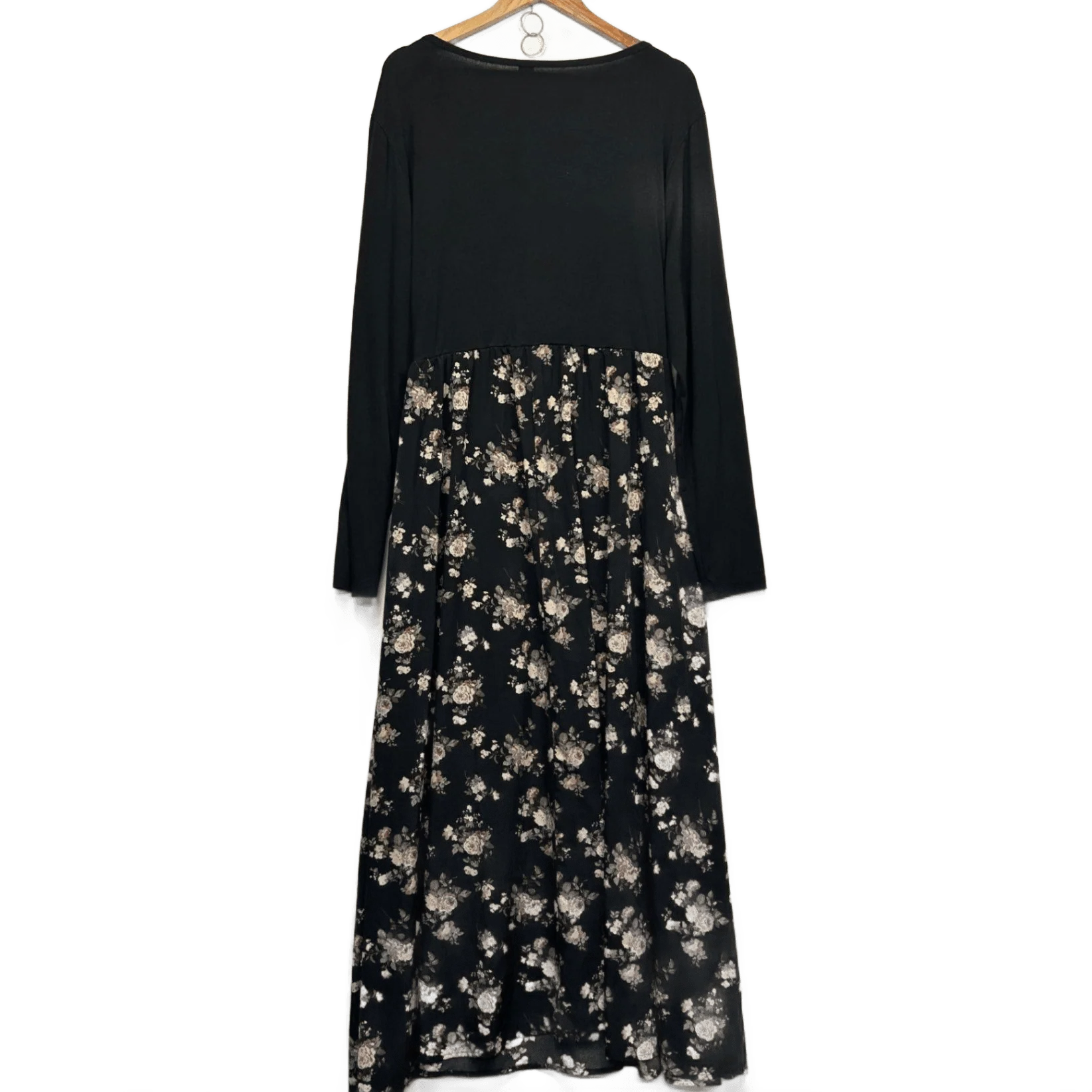 Shein Maxi Dress Size 4XL Black Long Sleeve Floral Long Length - Image 2
