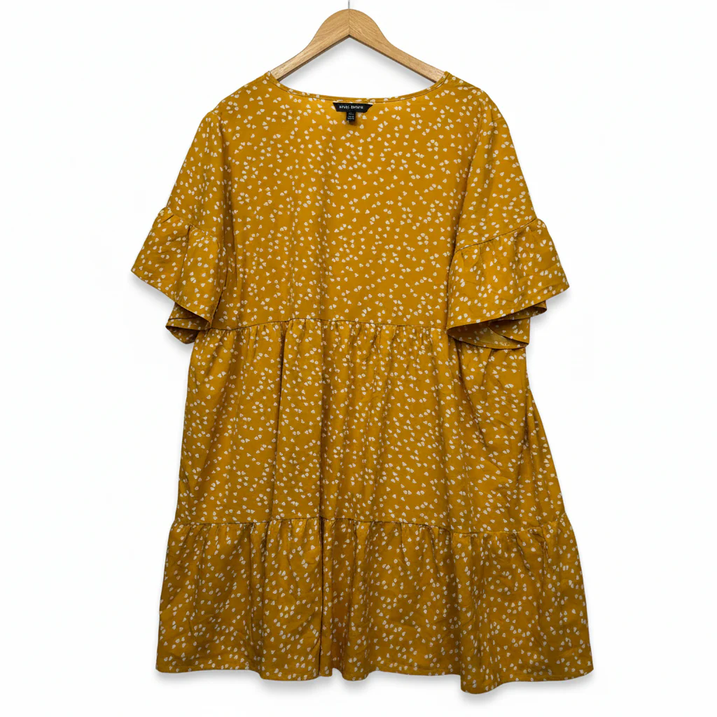Shein Mustard Yellow Heart Print Dress - Size 1XL - Image 2