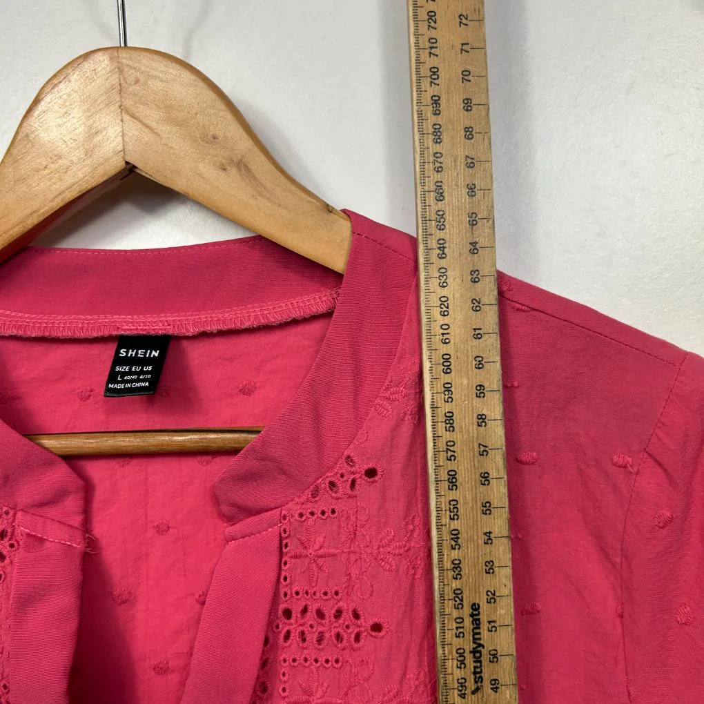 Shein Pink Eyelet Blouse - Size L - Image 5