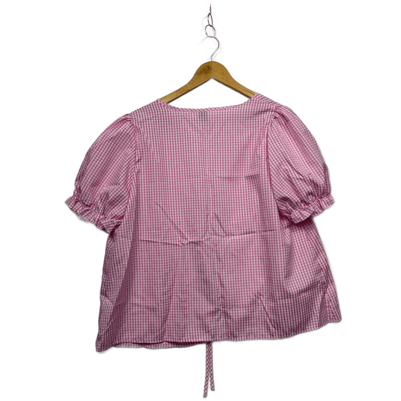 Shein Pink Gingham Check Front Open Tie Size XL - Image 2