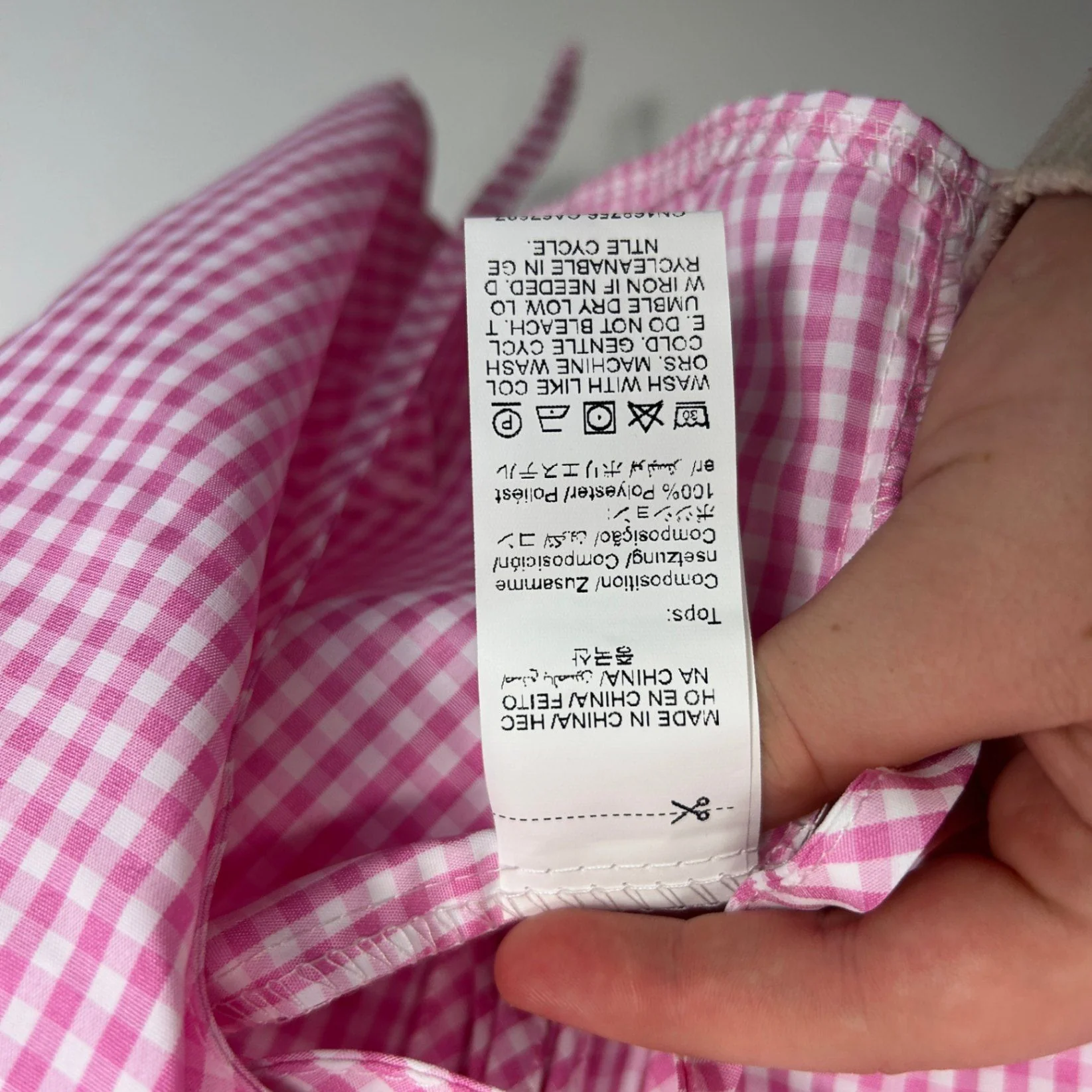 Shein Pink Gingham Check Front Open Tie Size XL - Image 4