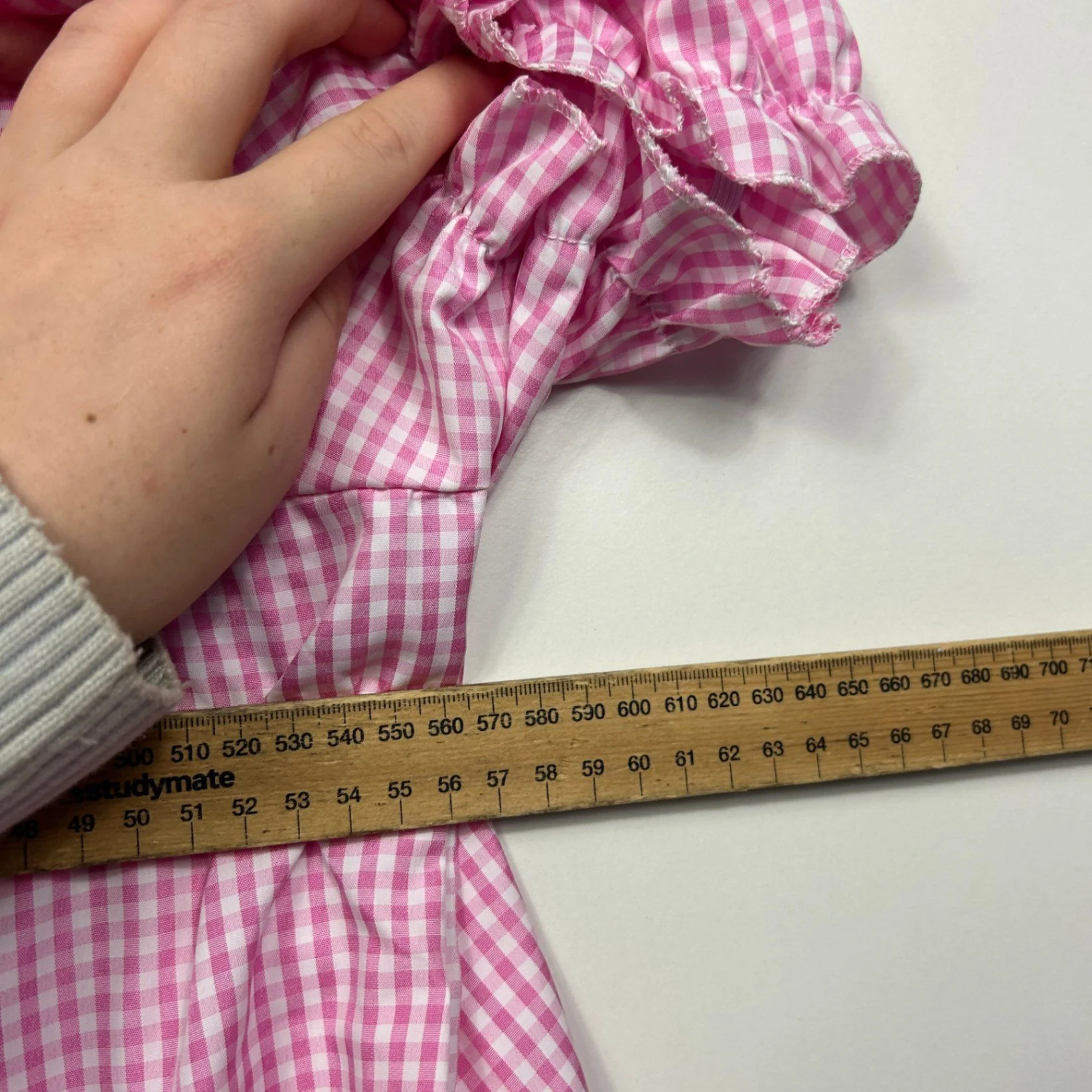 Shein Pink Gingham Check Front Open Tie Size XL - Image 7