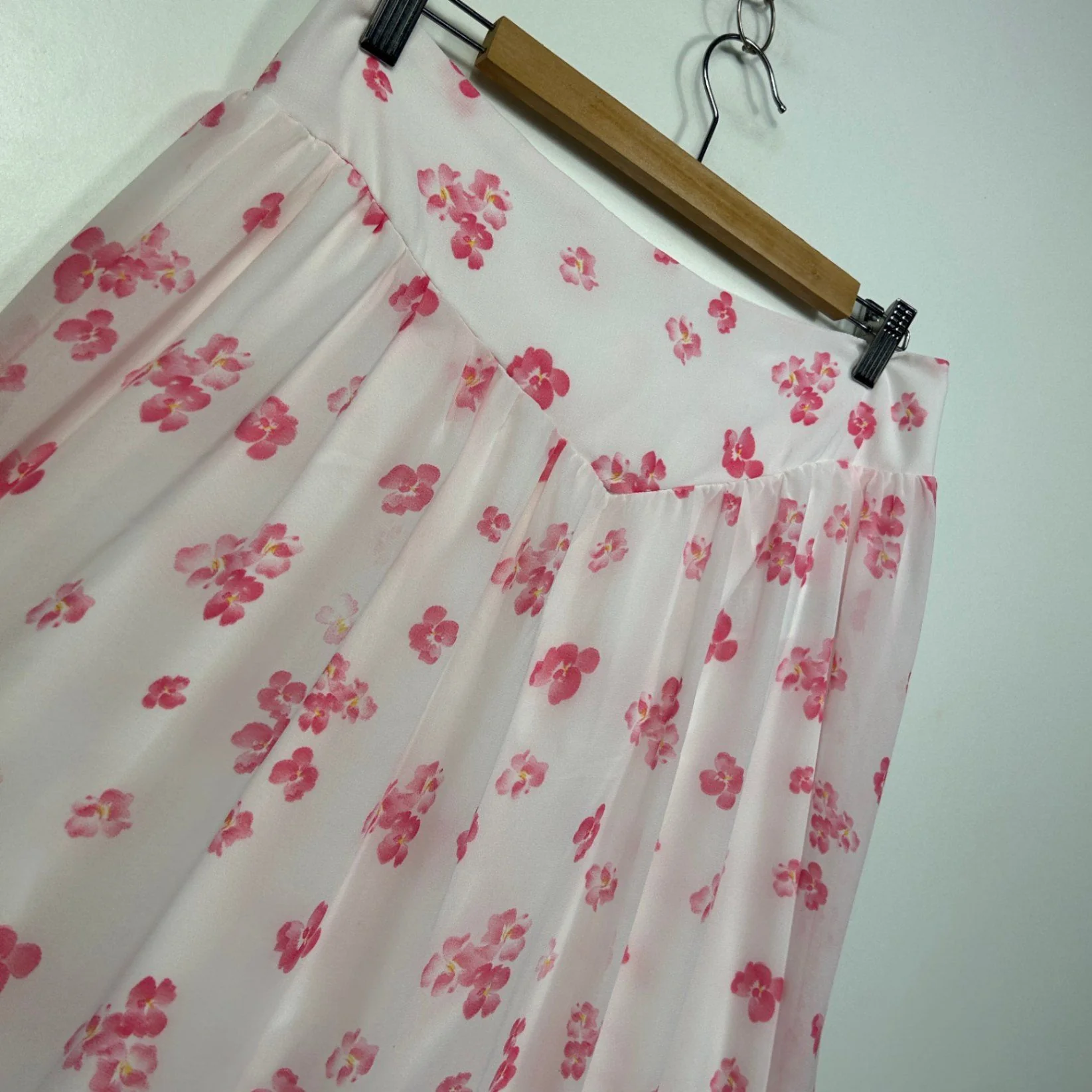 Shein Pink White Floral Maxi Skirt Size XL 14 16 - Image 4