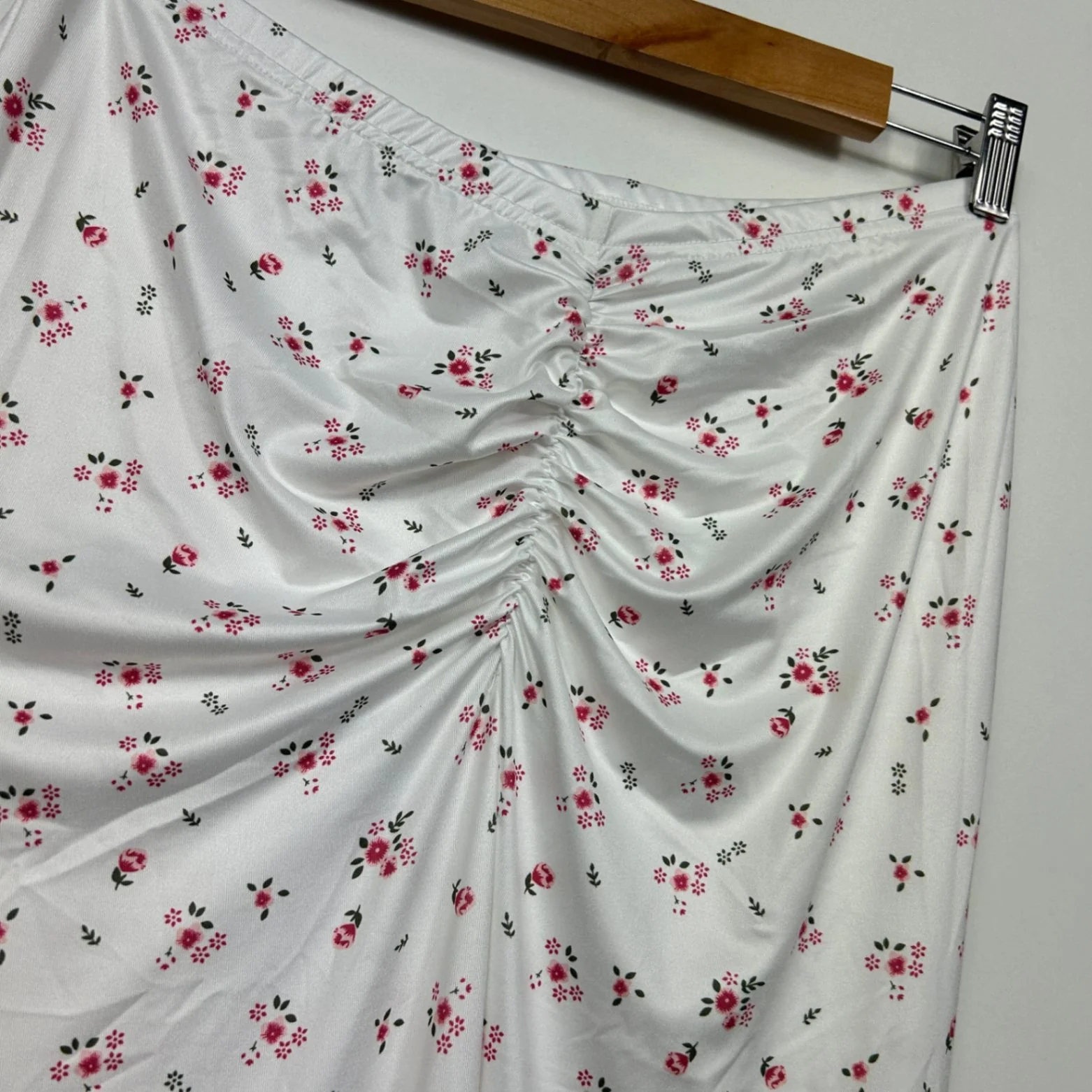 SHEIN White Pink Long Floral Skirt Size XL 14 16 - Image 5