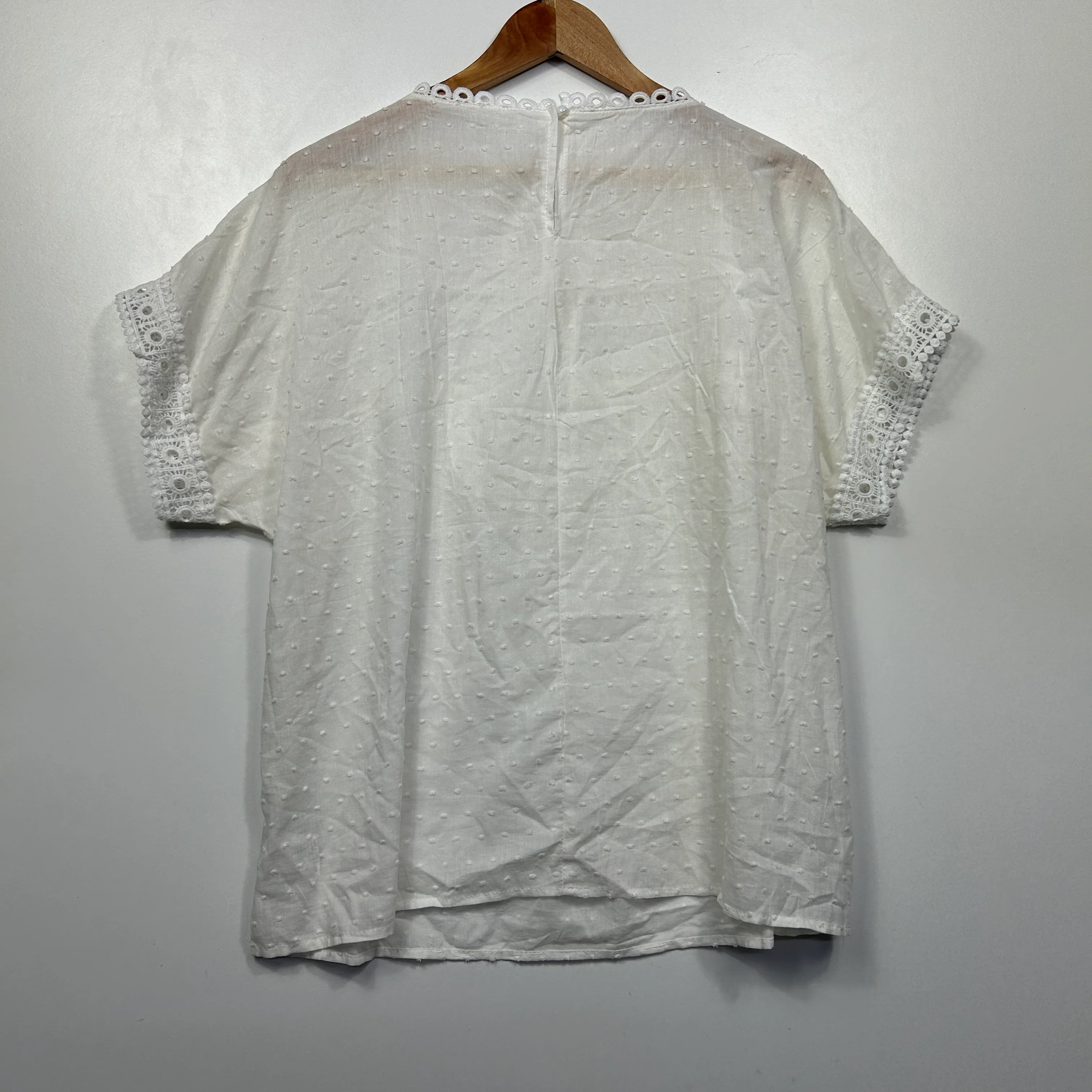 Shein White Swiss Dot Lace Boho Top - Size 14 - Image 5
