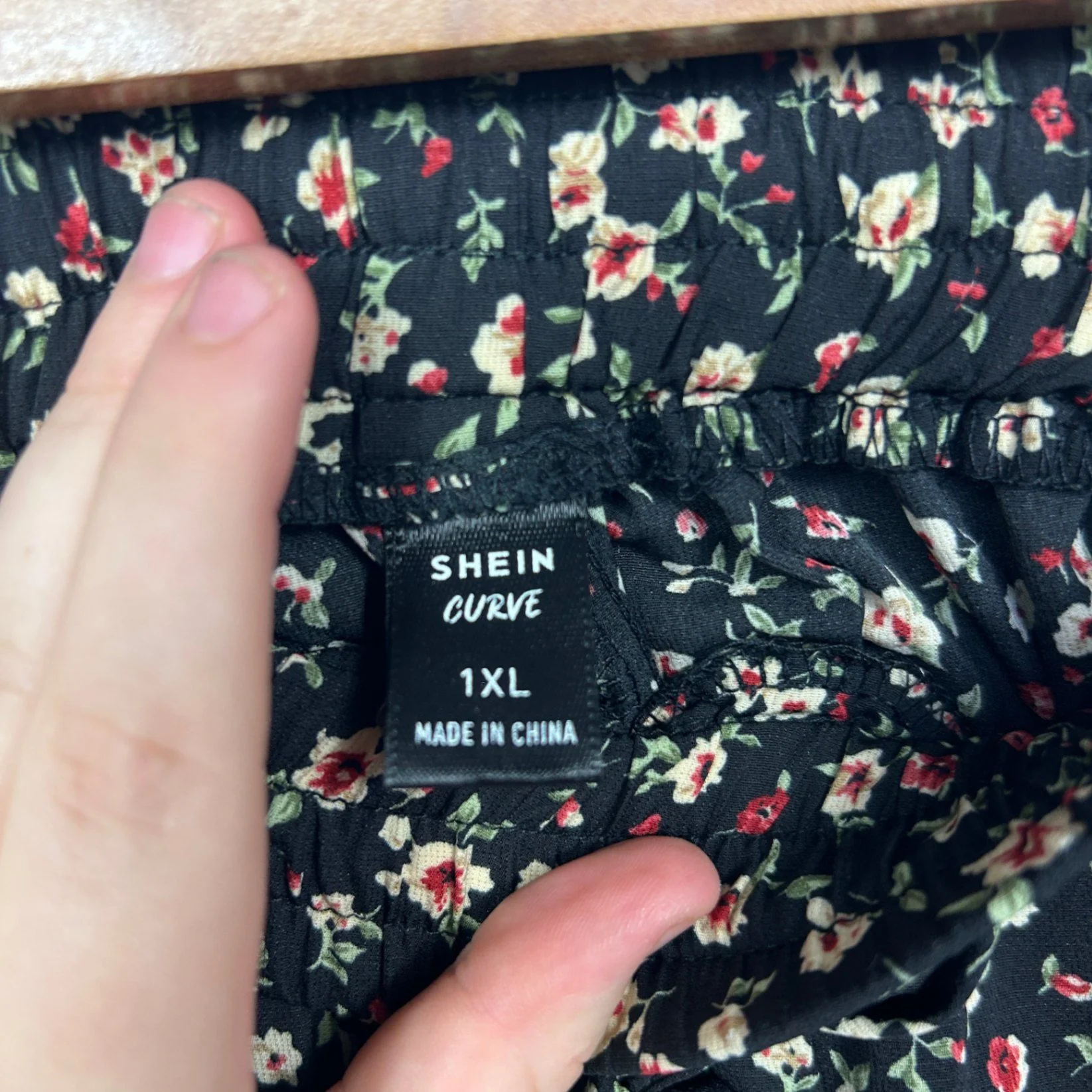Shein Womens Black Floral Polyester Maxi Stretch Waistband Skirt Size 16 - Image 4