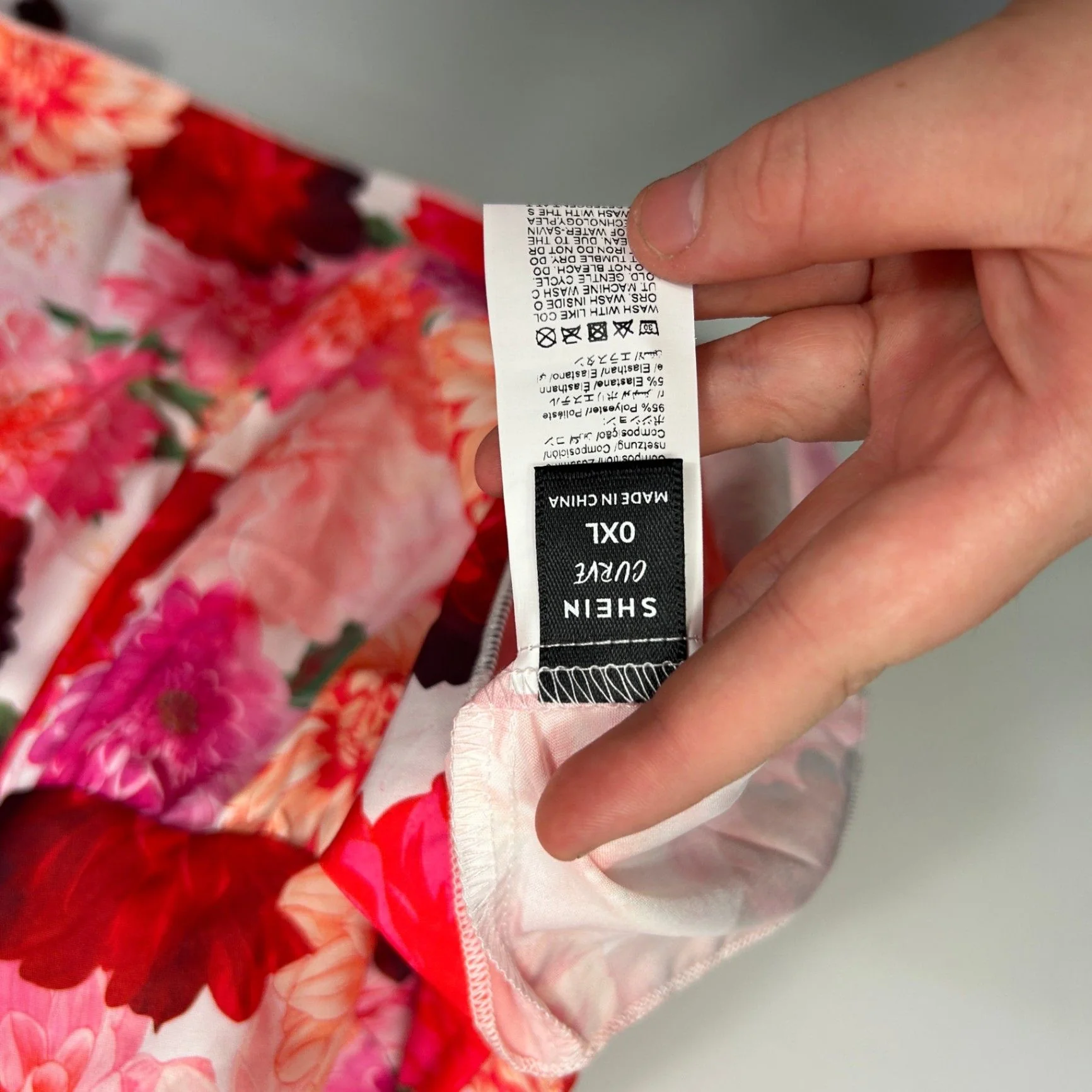 Shein Womens Pink Red Floral Tiered Maxi Skirt Size 14-16 - Image 3