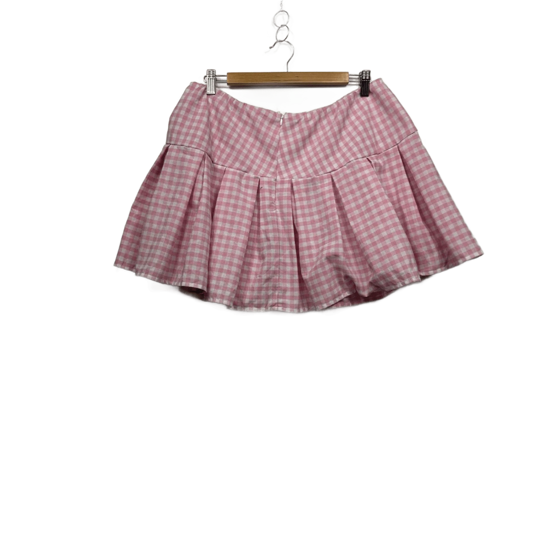 Shein Womens Pink Skater Mini Skirt Size 14 Gingham Check - Image 2