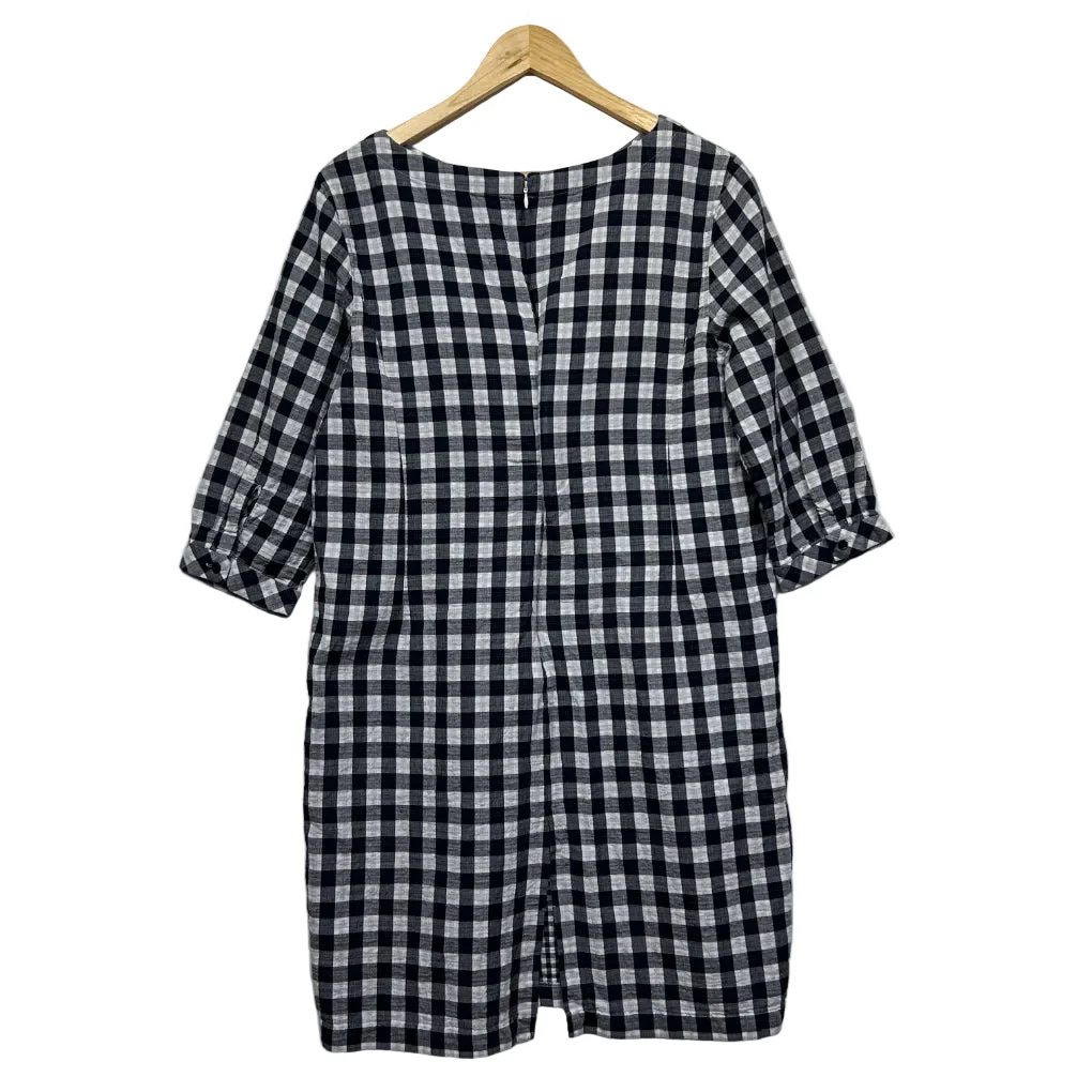 Sportscraft Black & White Gingham Check Shift Dress - Size 18 - Image 2