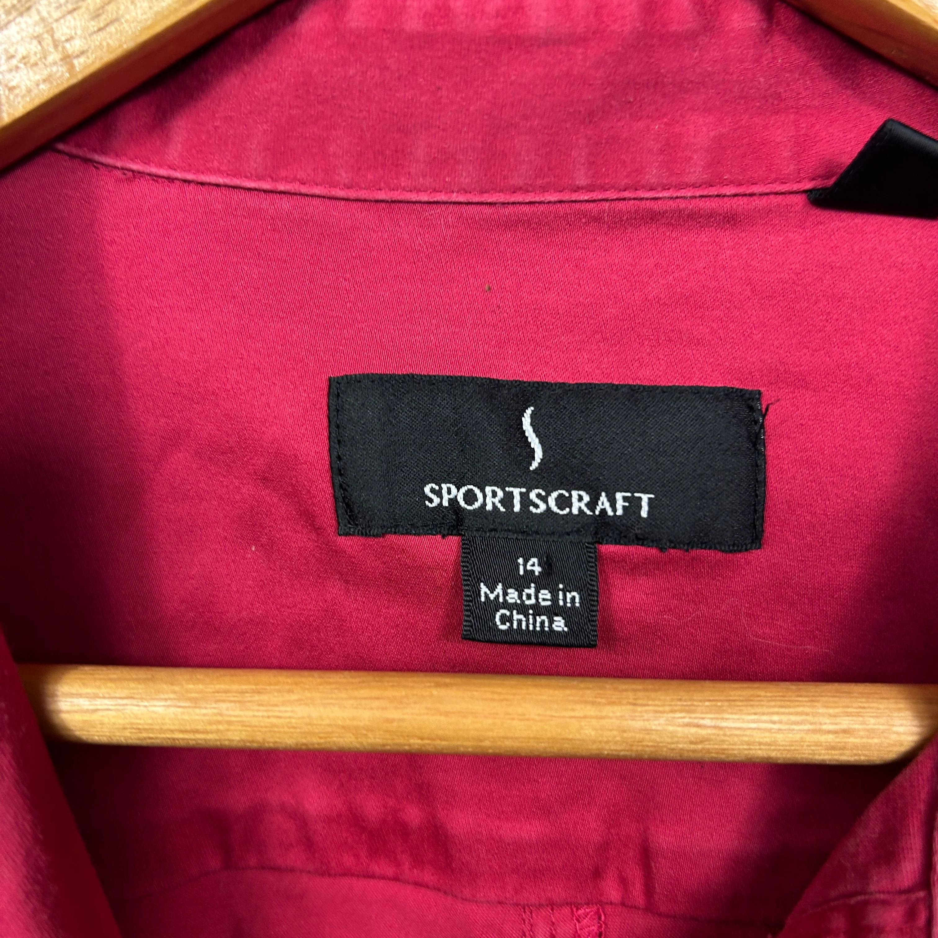 Sportscraft Button Up Burgundy Shirt - Size 14 - Image 3