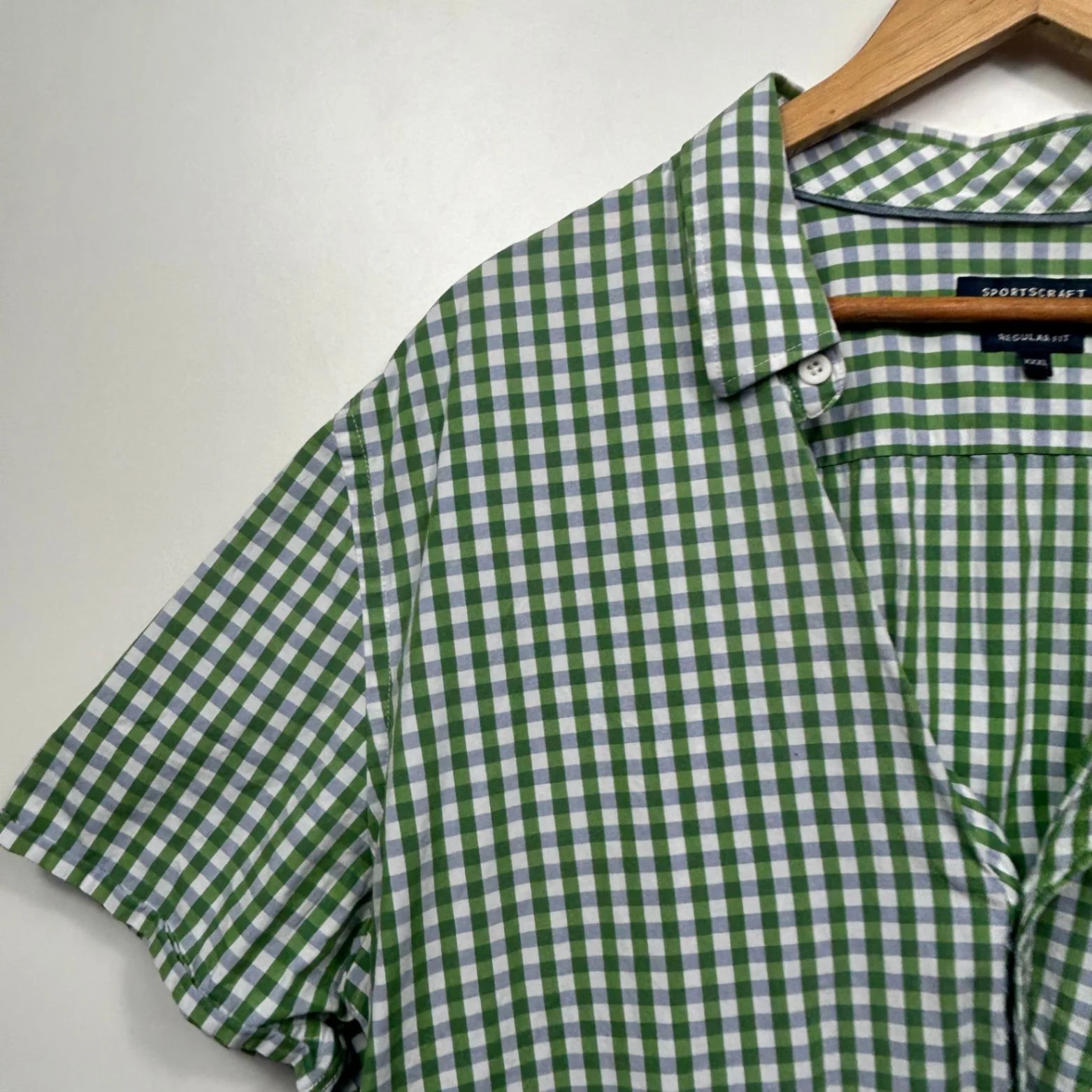 Sportscraft Shirts Men Green White Size 3XL Regular Fit Short Sleeve Gingham Check - Image 2