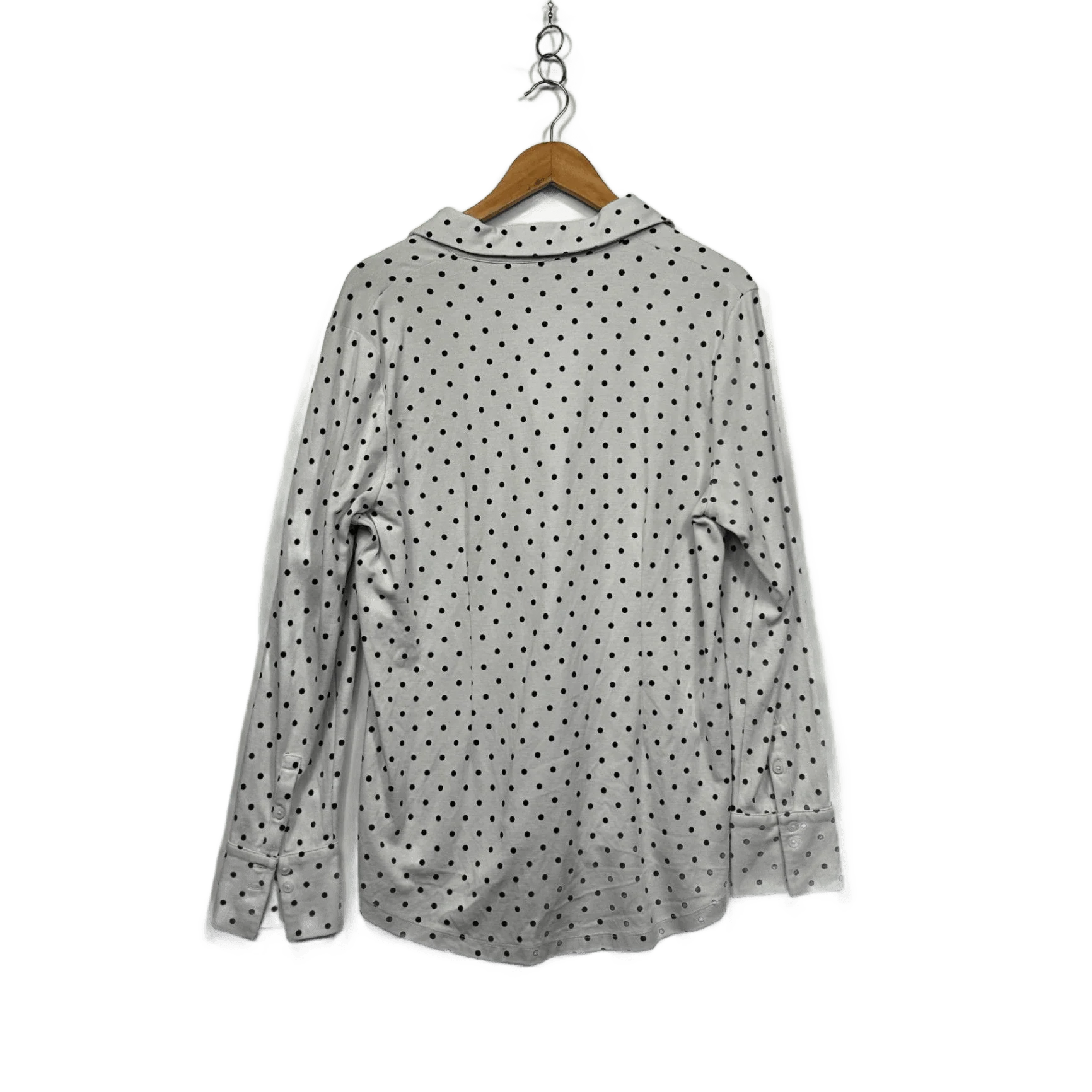 Sportscraft White Black Long Sleeve Button-up Shirt Blouse Size XL - Image 2