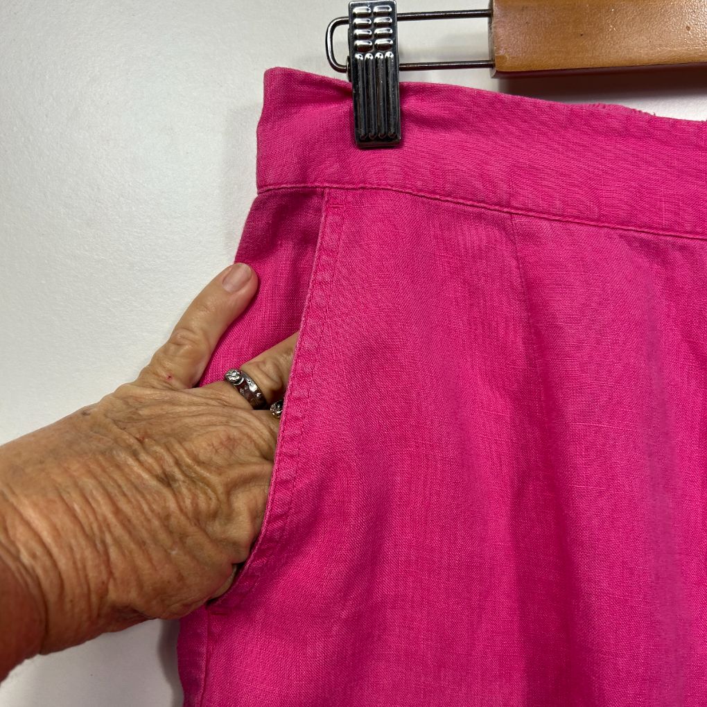 Sportsgirl Pink Linen Wide Leg Pants - Size 12 - Image 2