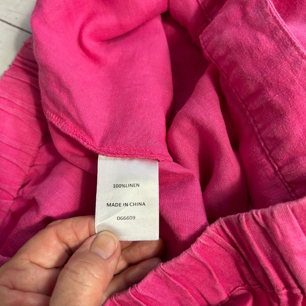 Sportsgirl Pink Linen Wide Leg Pants - Size 12 - Image 3