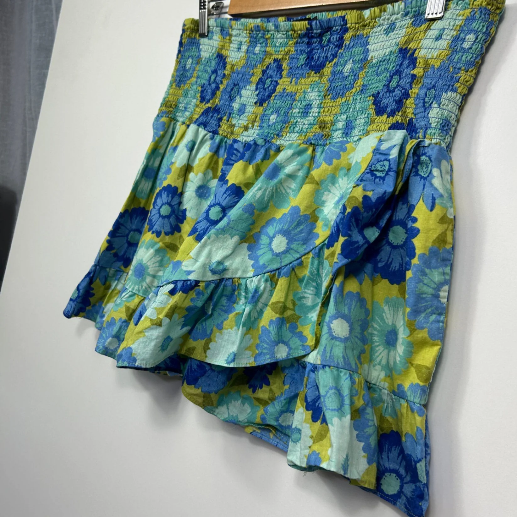 Sportsgirl Womens Blue Green Coton Floral Mini Skirt Size 16 - Image 5