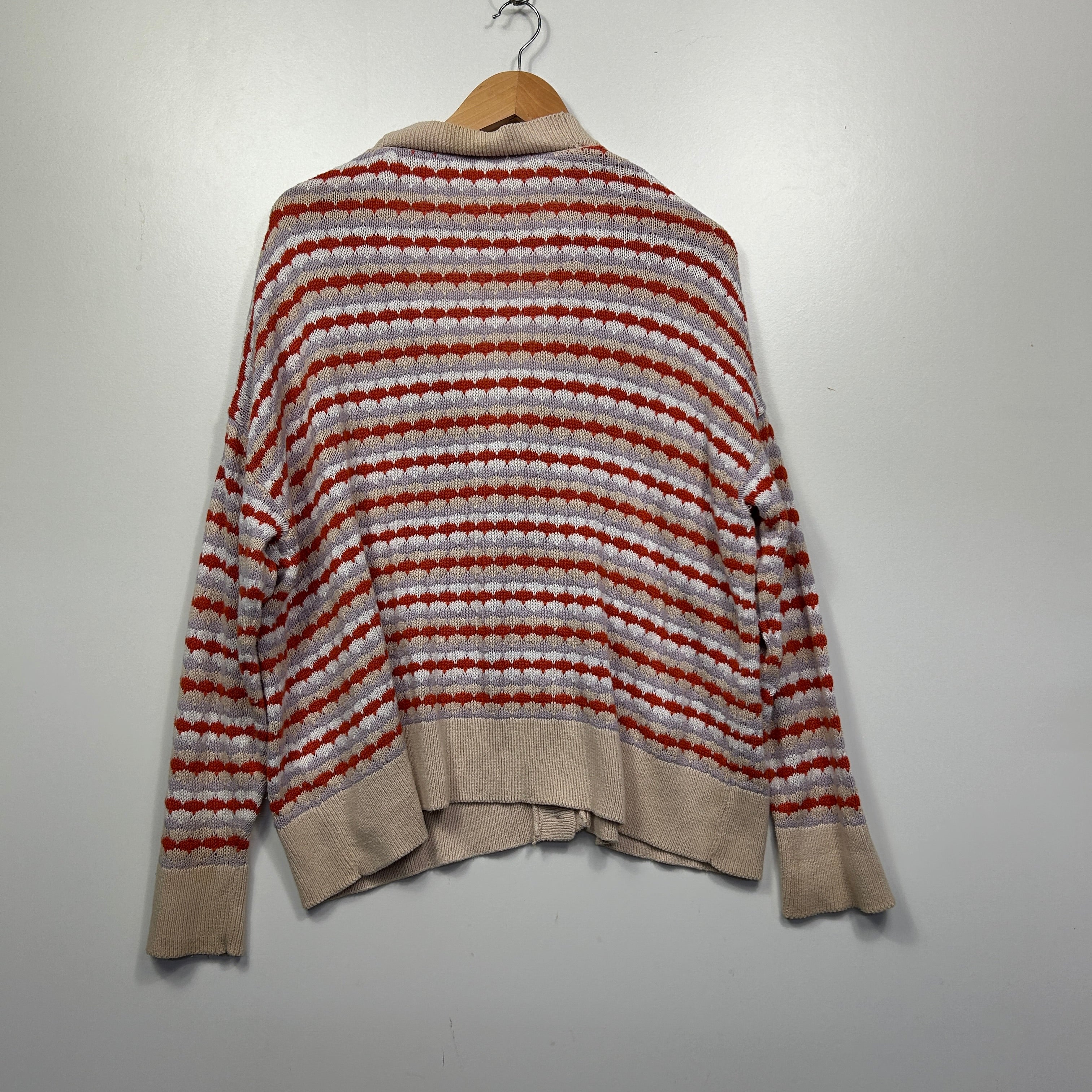 Avella Multicoloured Striped Cardigan Jumper - Size 16 - Image 2