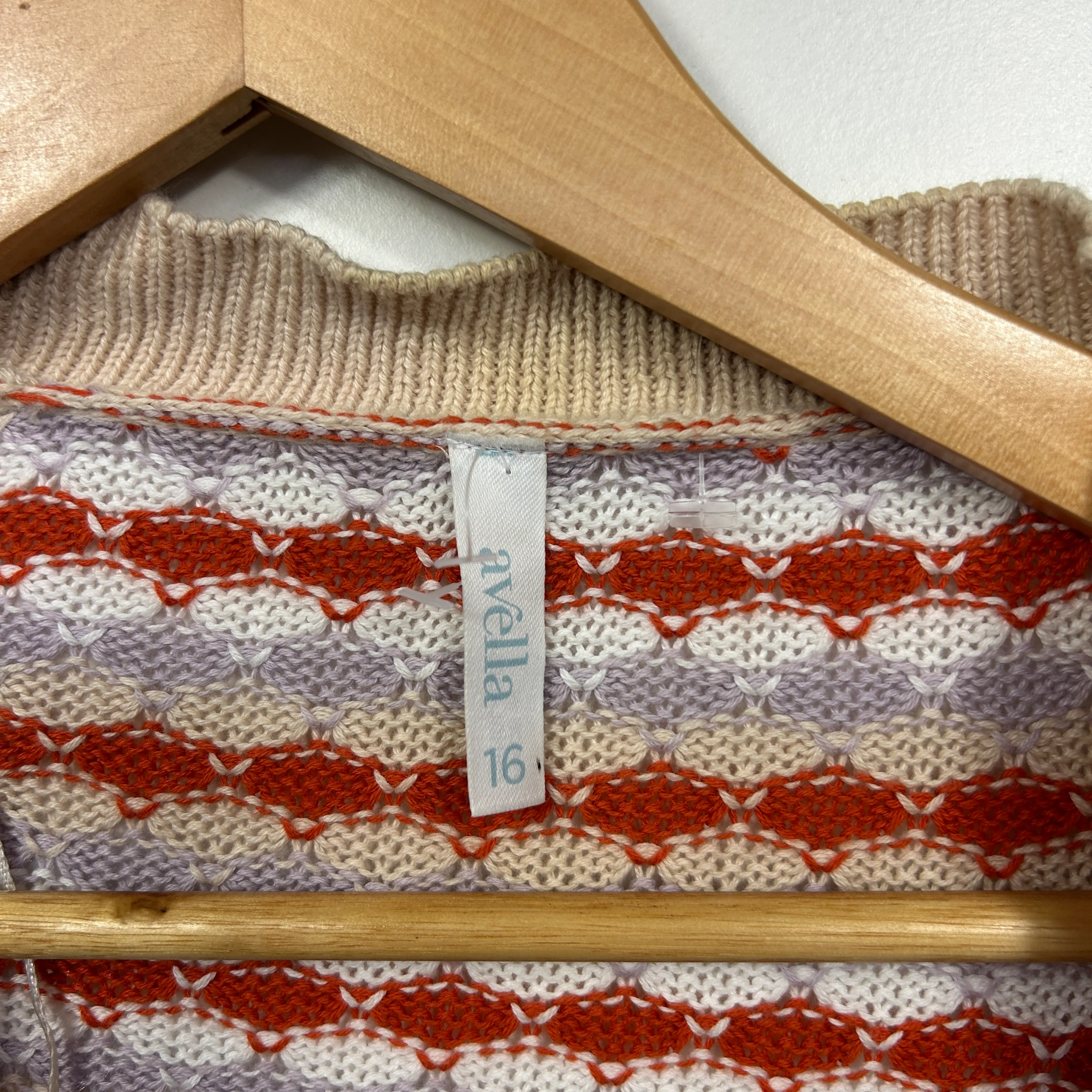 Avella Multicoloured Striped Cardigan Jumper - Size 16 - Image 3