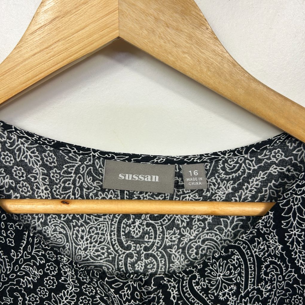 Sussan Black Paisley Dress - Size 16 - Image 4