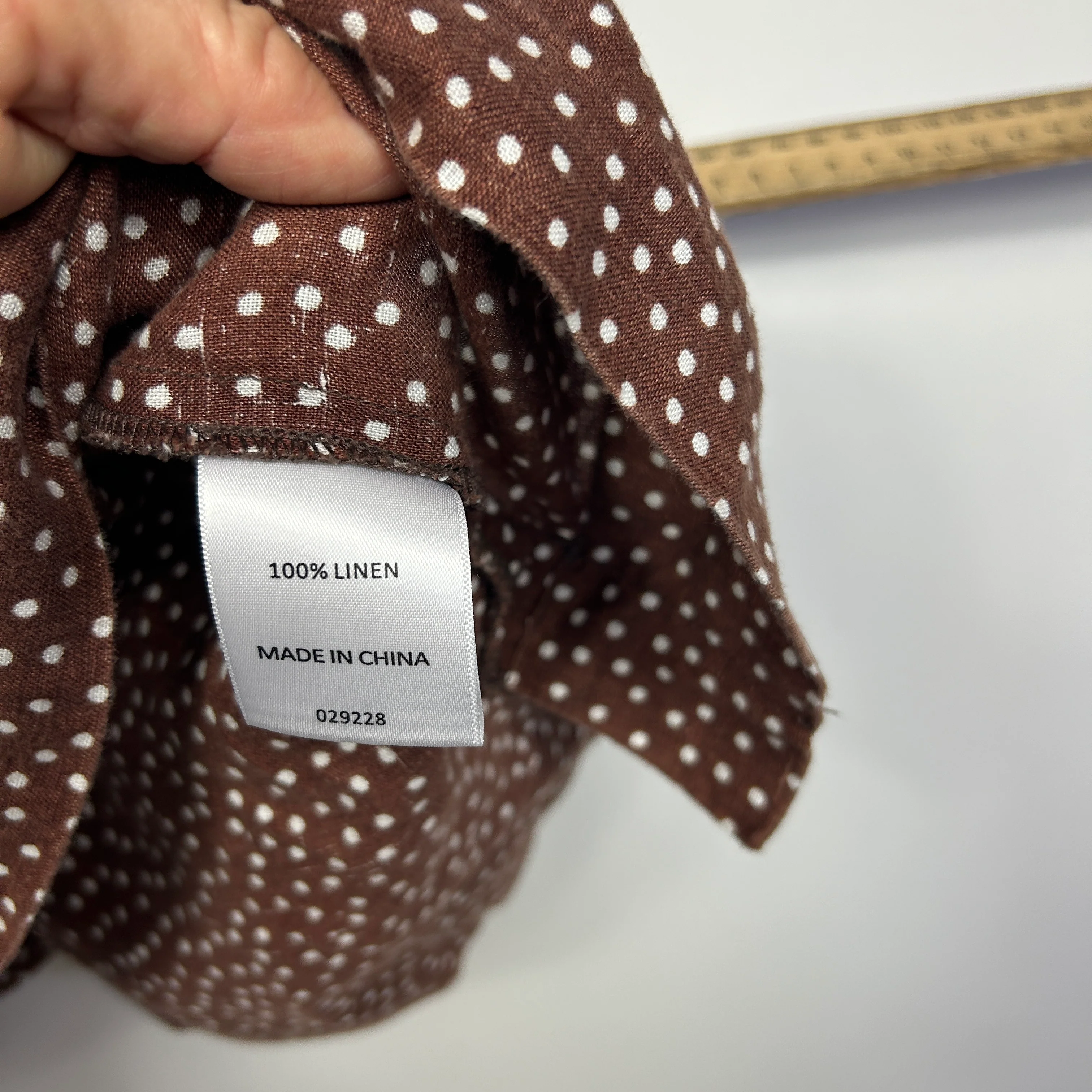 Sussan Chocolate Polka Dot Sleeveless Linen Top - Size 14 - Image 4