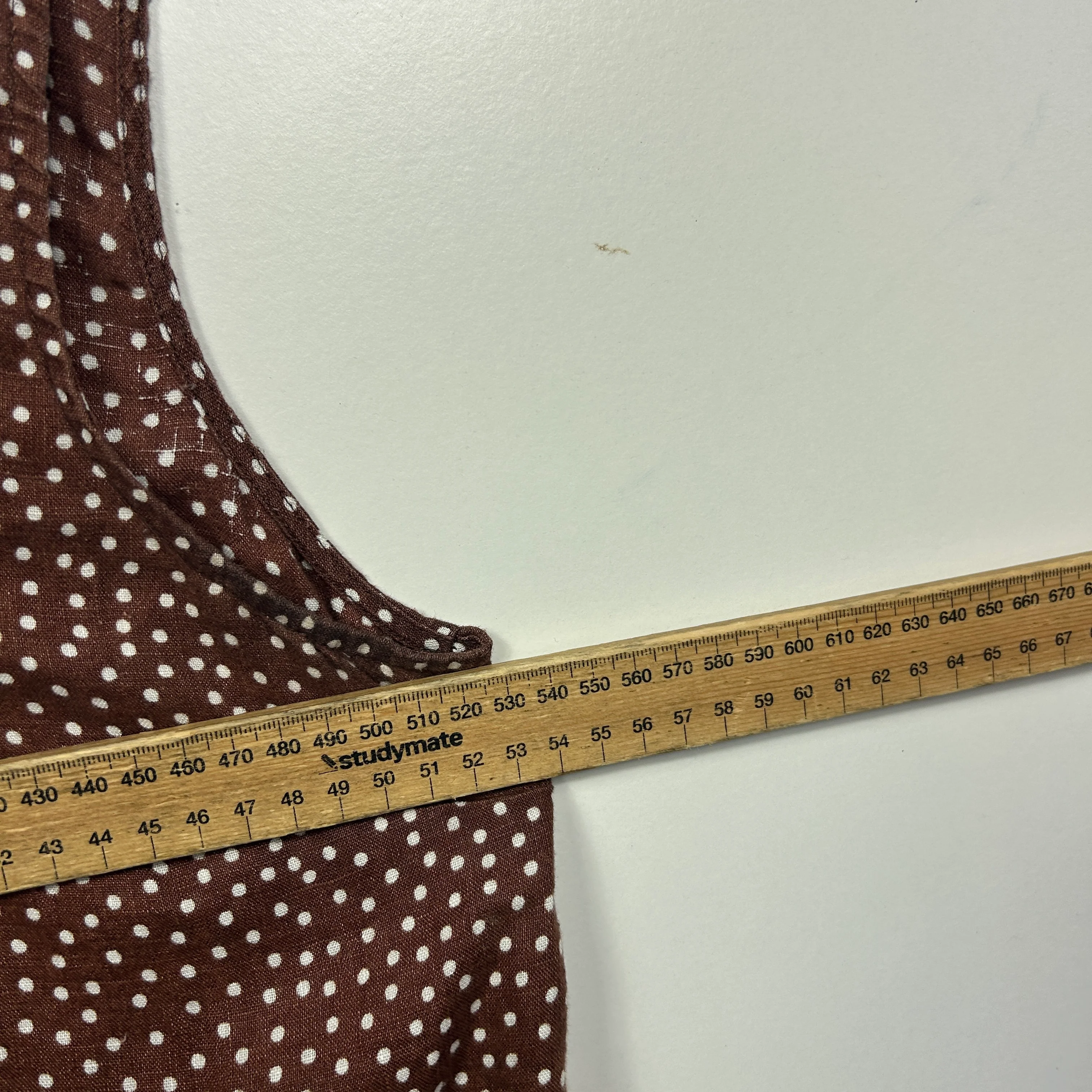 Sussan Chocolate Polka Dot Sleeveless Linen Top - Size 14 - Image 5