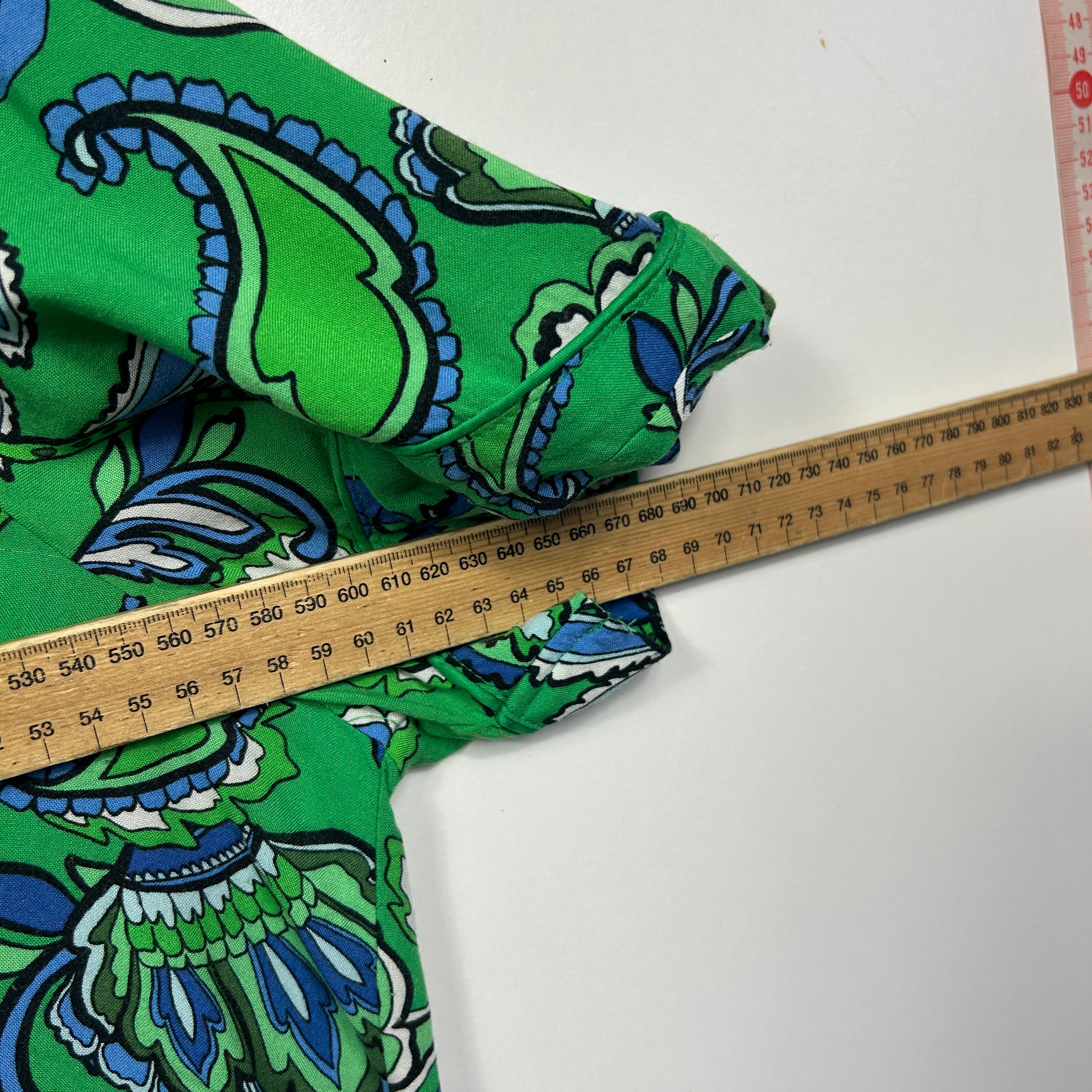 Sussan Green Blue White Paisley Floral Print Button Up Top - Size XL - Image 5