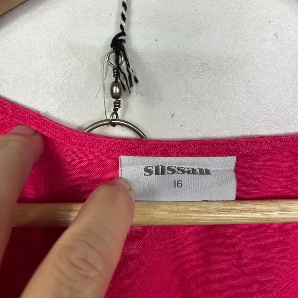 Sussan Hot Pink Linen Dress - Size 18 - Image 2