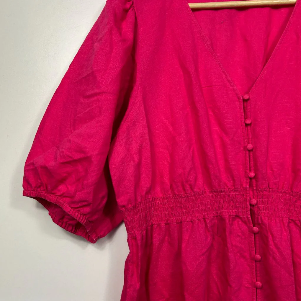 Sussan Hot Pink Linen Dress - Size 18 - Image 3