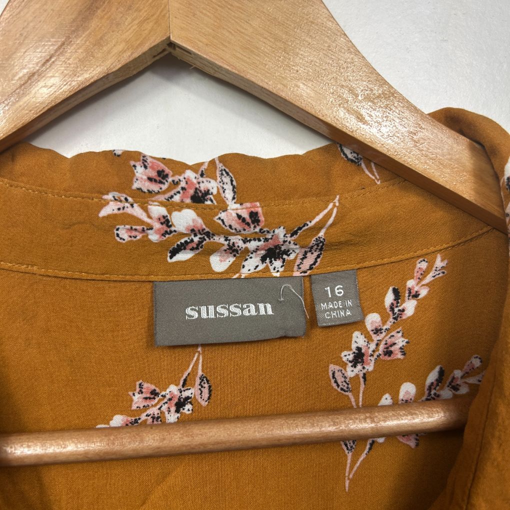Sussan Mustard Floral Shirt - Size 16 - Image 3