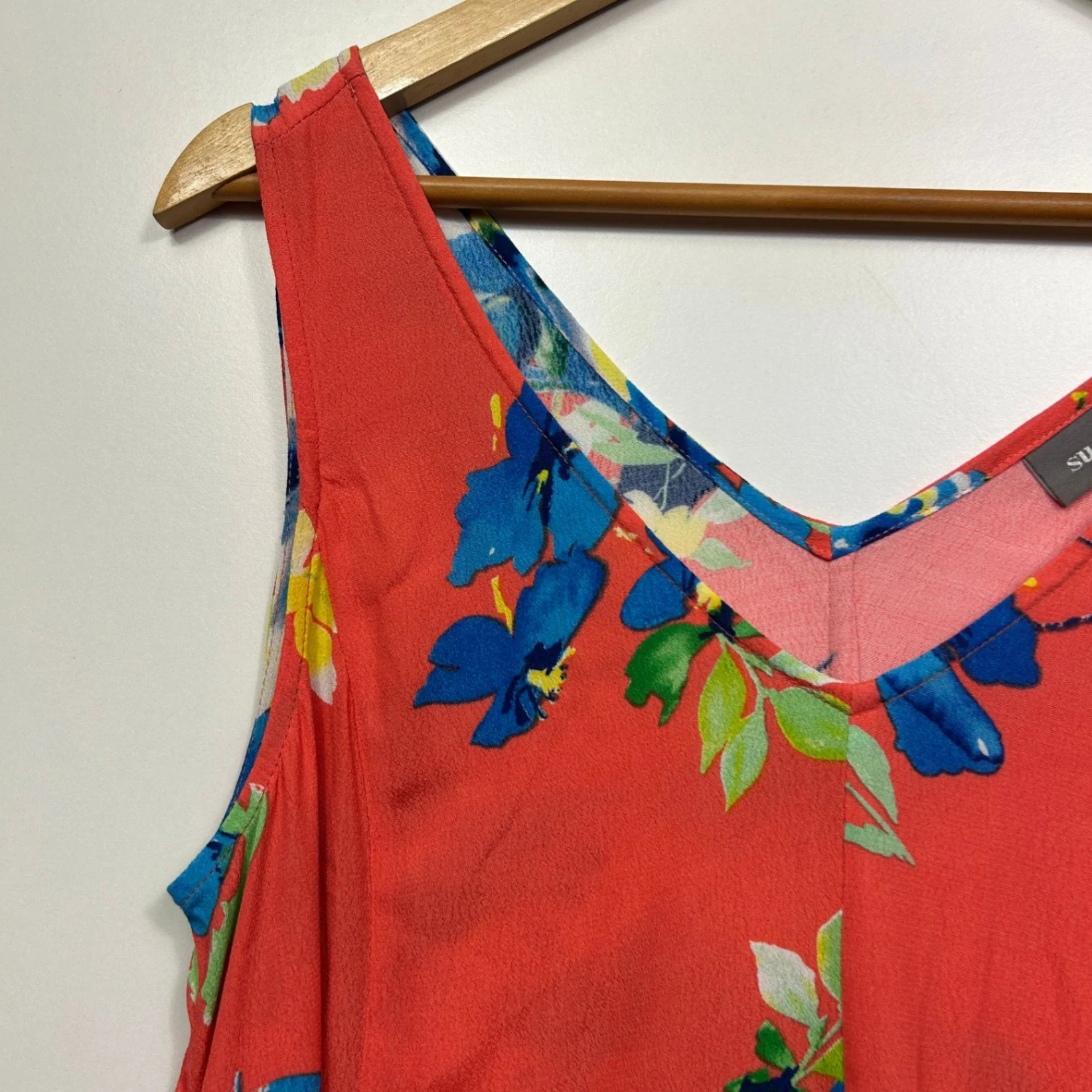 Sussan Sleeveless Floral Viscose Shift V-Neck A-line Dress Size 12 - Image 3