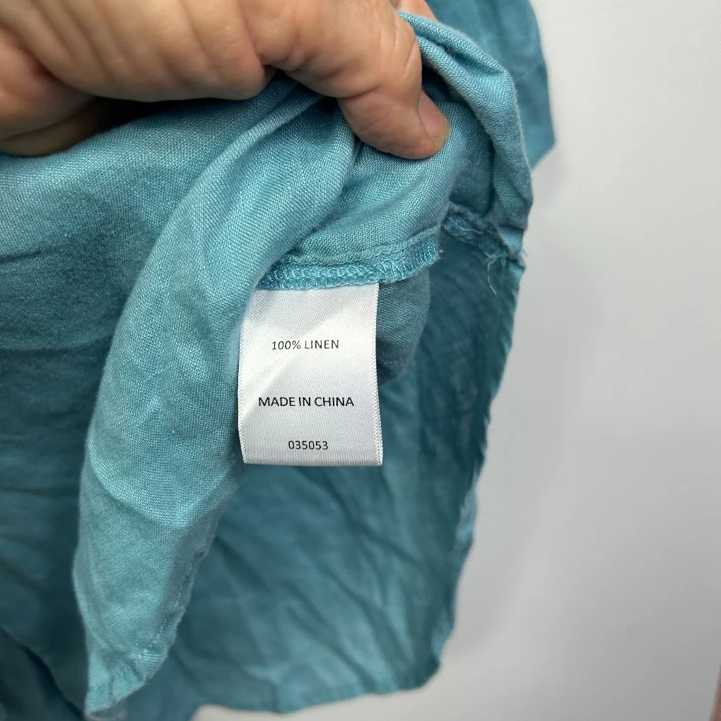 Sussan Teal Linen Oversized Shirt - Size 14 - Image 3