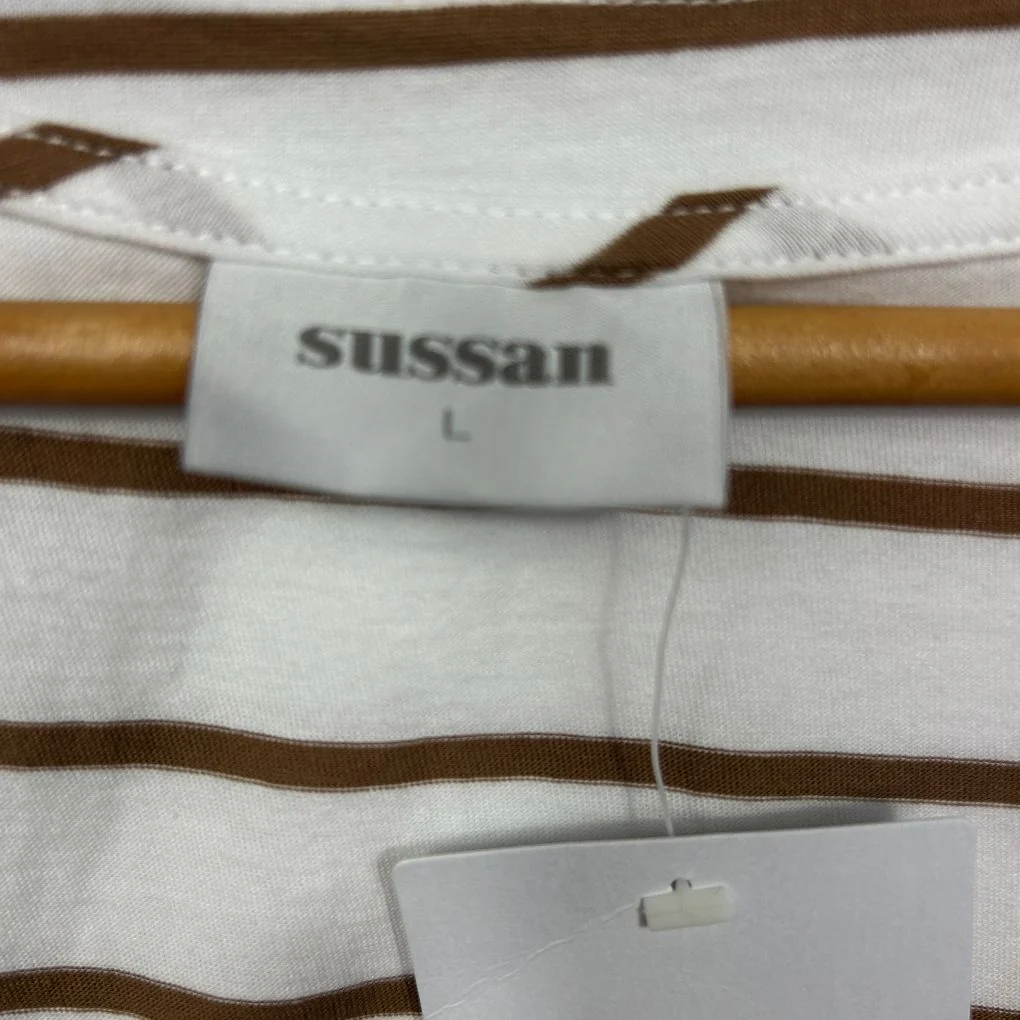 Sussan White Cotton Stripe Top - Size L - Image 2