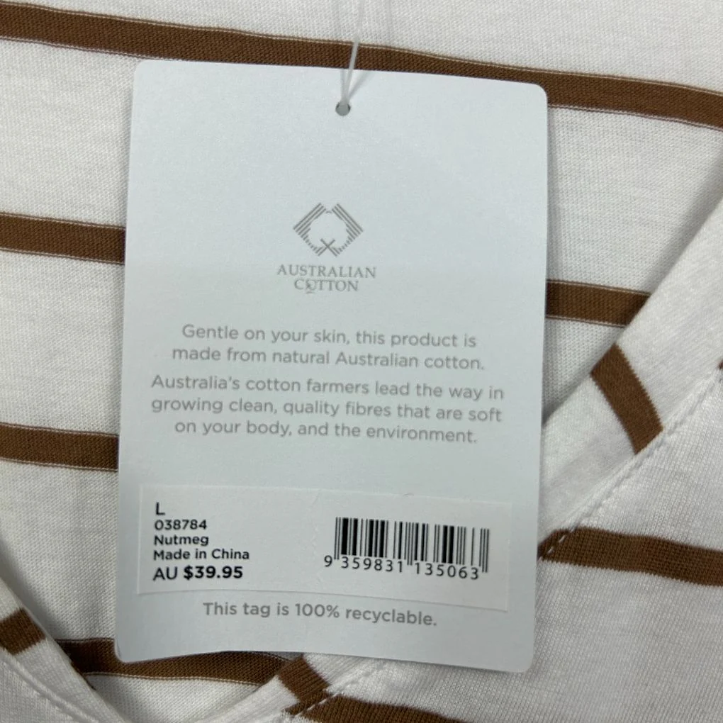 Sussan White Cotton Stripe Top - Size L - Image 3