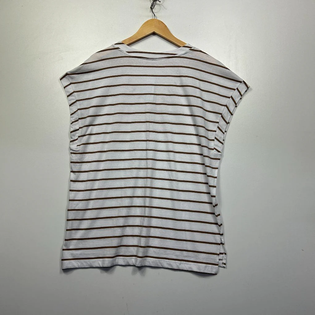 Sussan White Cotton Stripe Top - Size L - Image 5