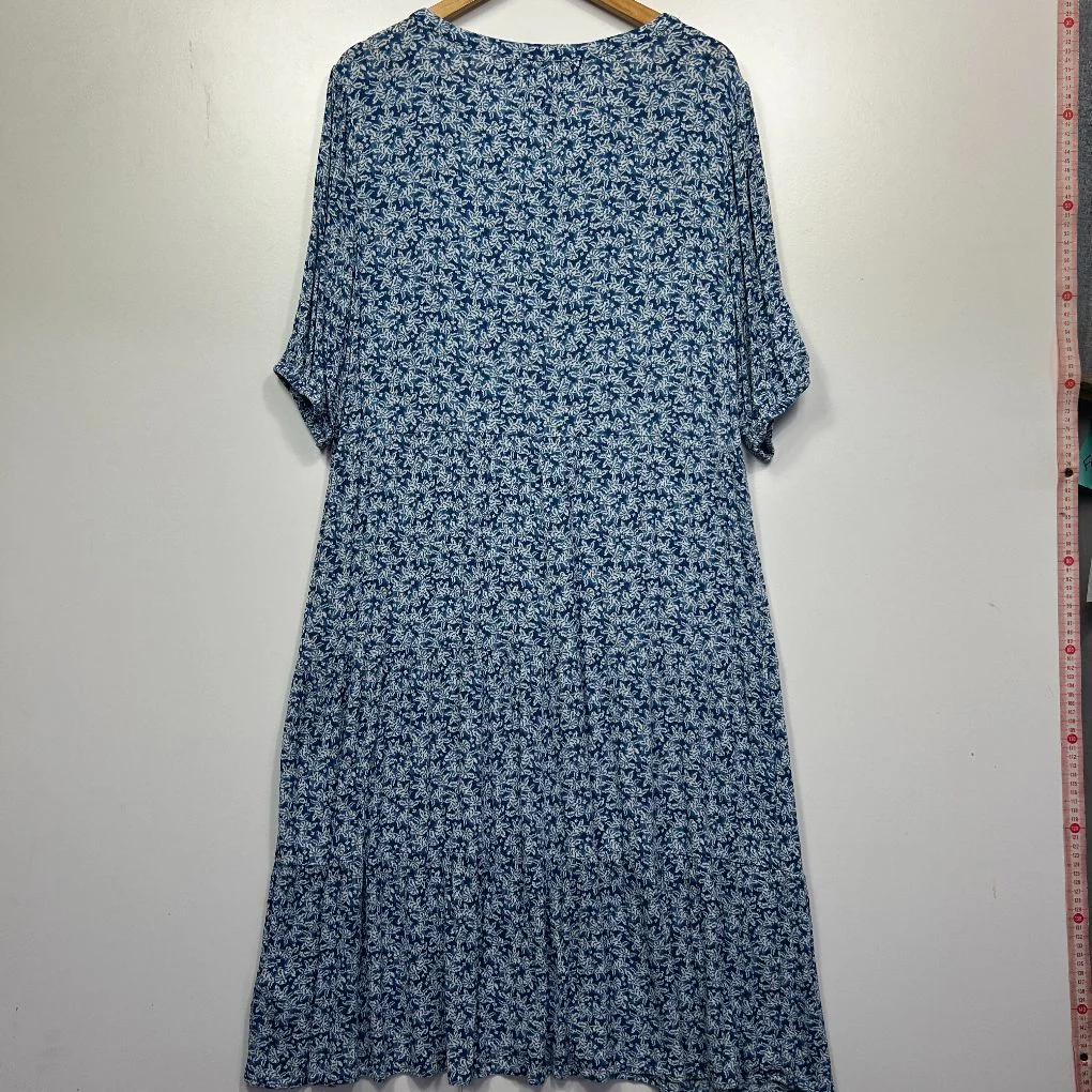 Suzanne Grae Blue Floral Midi Dress - Size 14 - Image 4
