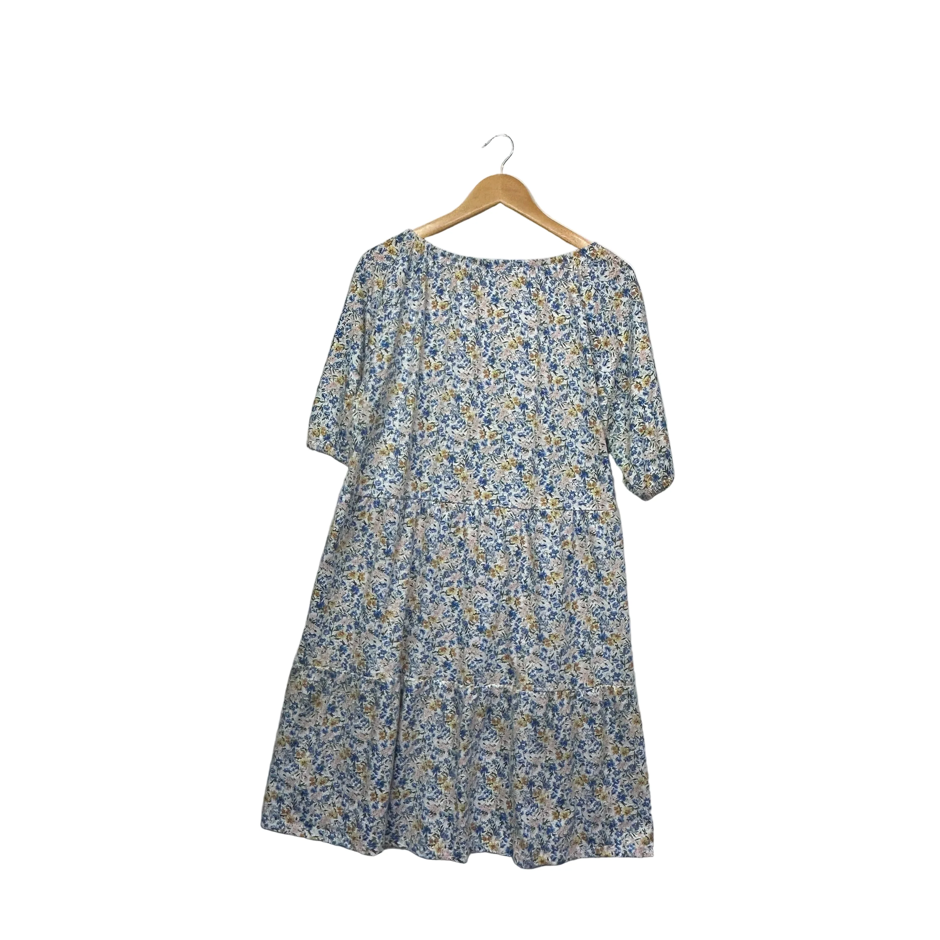 Suzanne Grae Blue & Yellow Floral Midi Dress - Size L - Image 2