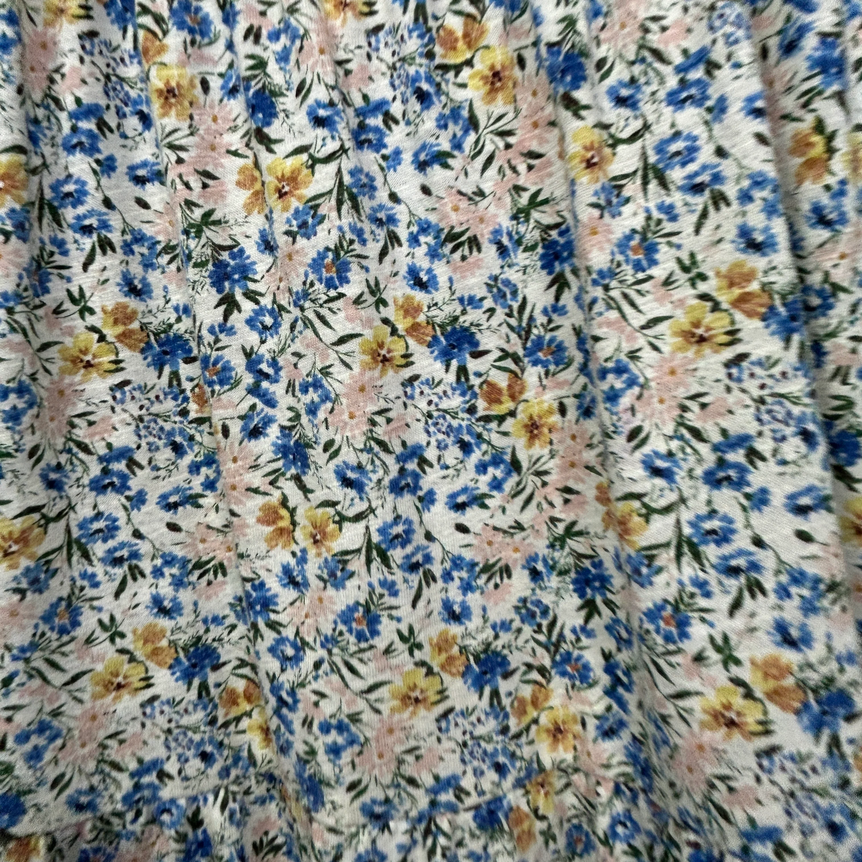 Suzanne Grae Blue & Yellow Floral Midi Dress - Size L - Image 3