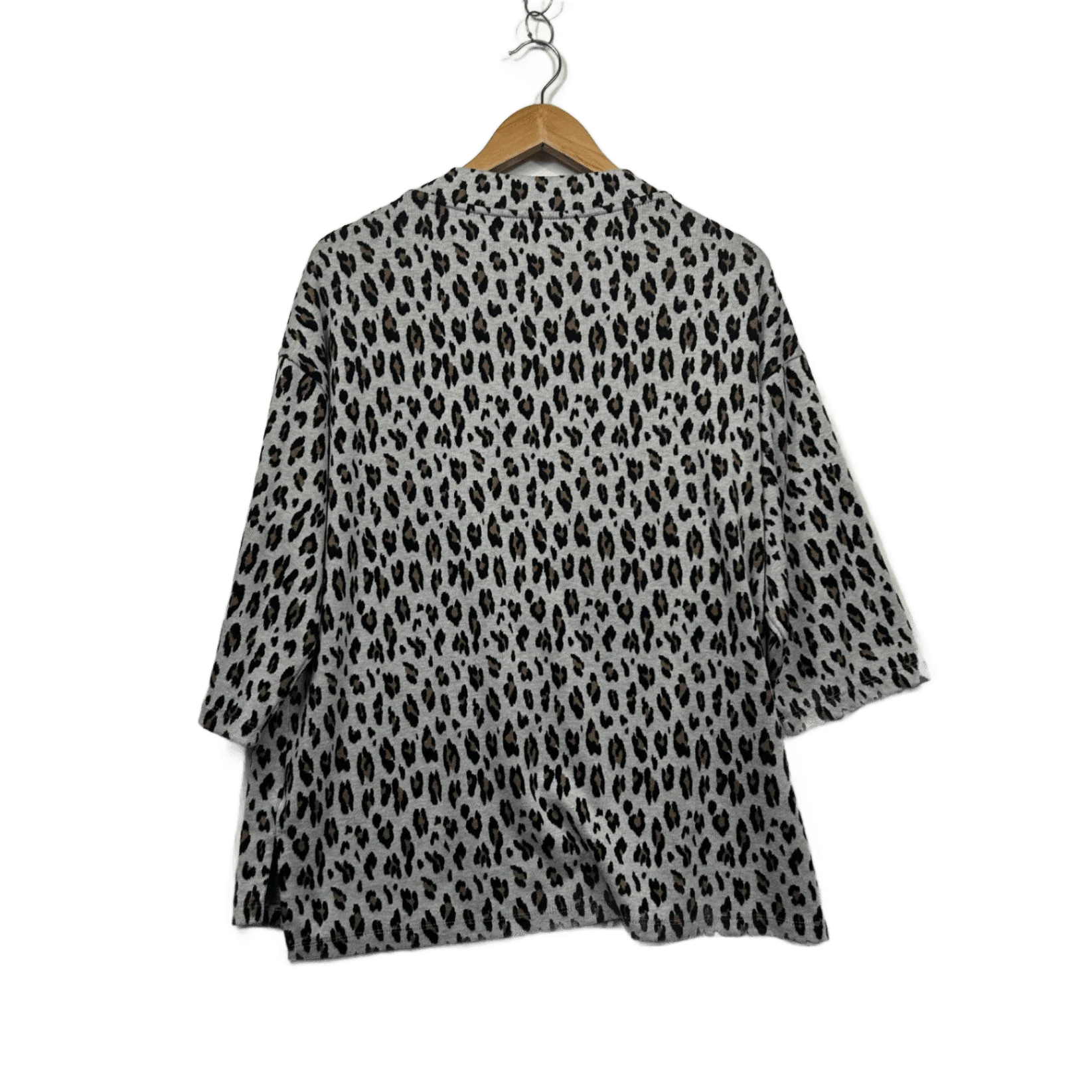 Suzanne Grae Grey Animal Print Cowl Neck Casual Knit Top Size 14 Large Thick - Image 2