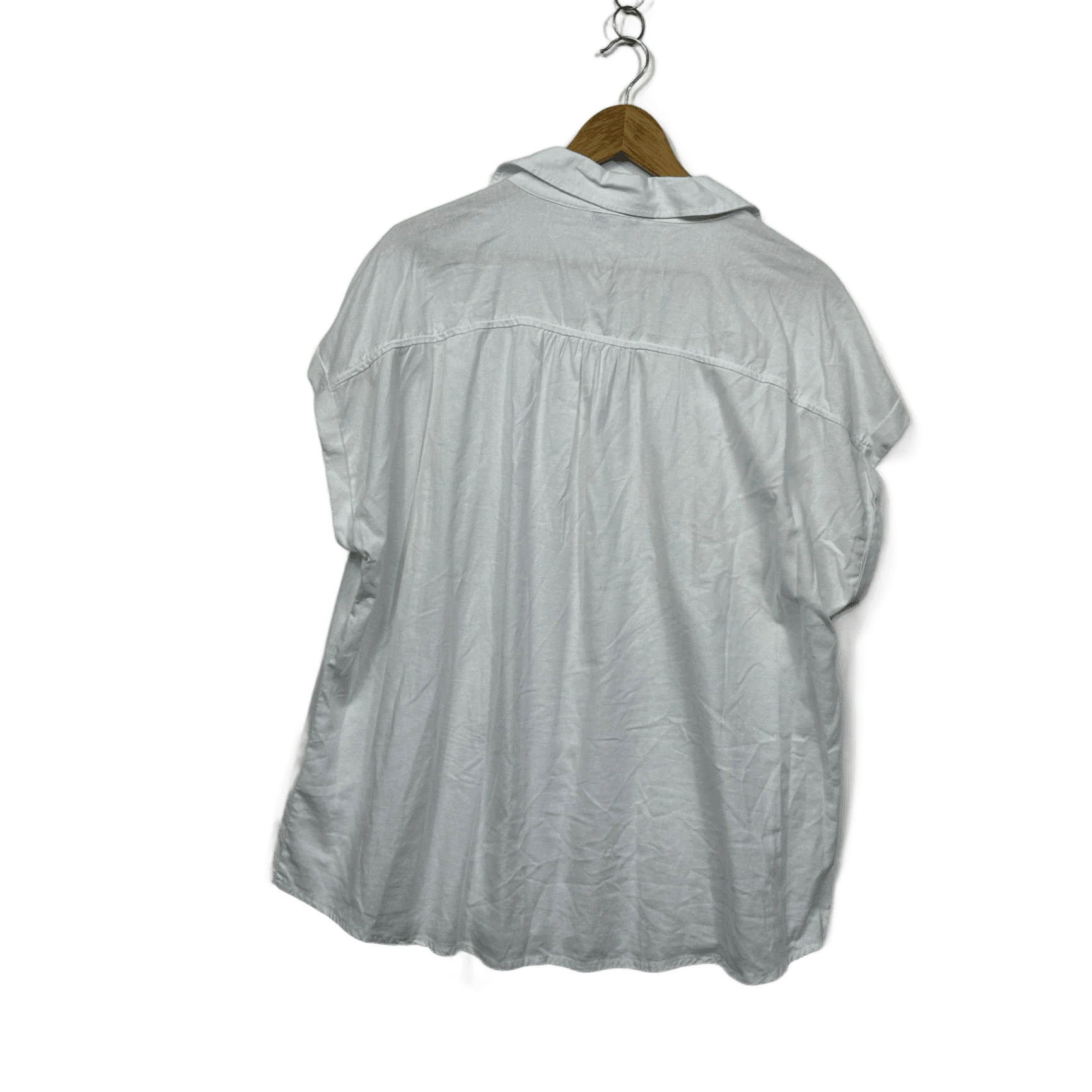 Suzanne Grae Linen White Blend Short Sleeve Collared Button-up Top Size 18 - Image 2