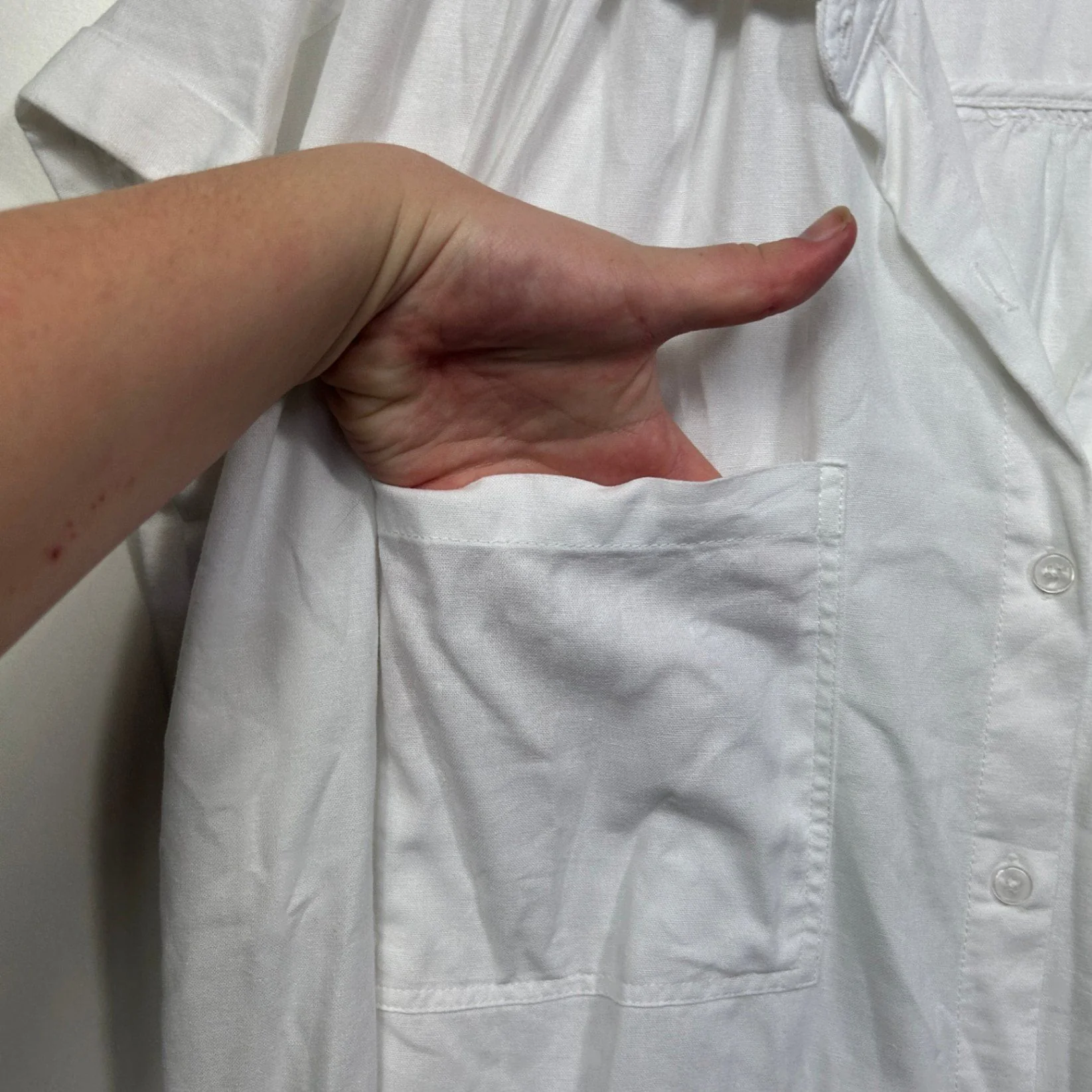 Suzanne Grae Linen White Blend Short Sleeve Collared Button-up Top Size 18 - Image 4