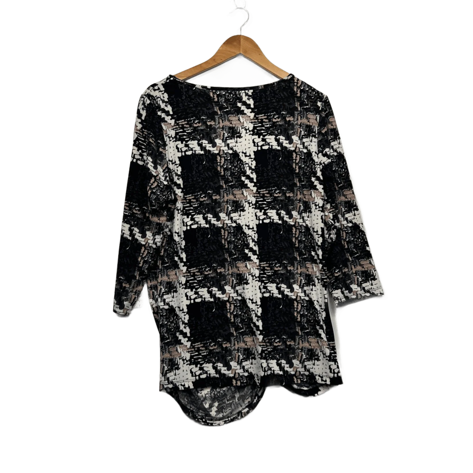 Suzanne Grae Women's Black White Beige Tunic Top Blouse Size XL 14 16 - Image 2