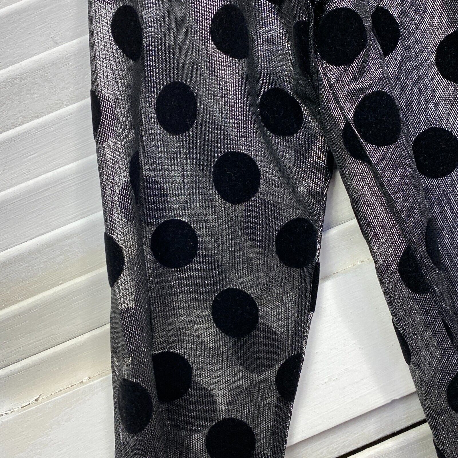 Taking Shape Dress Size 12 14 XXS Black Long Sleeve Grey Polka Dots - Image 5