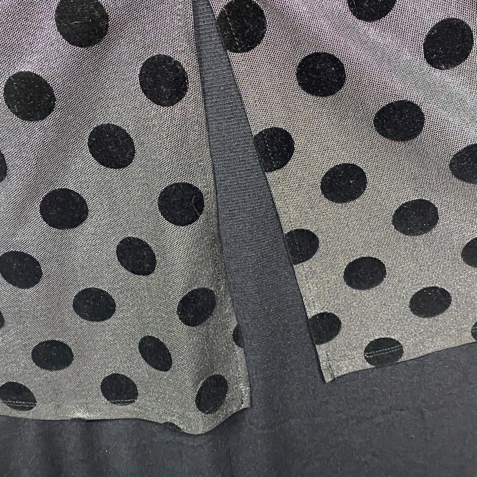 Taking Shape Dress Size 12 14 XXS Black Long Sleeve Grey Polka Dots - Image 6