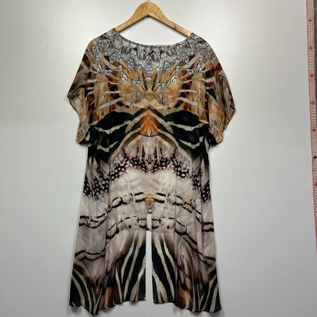 Taking Shape Multicoloured Embellished Animal Print Top - Size 16 - Image 2