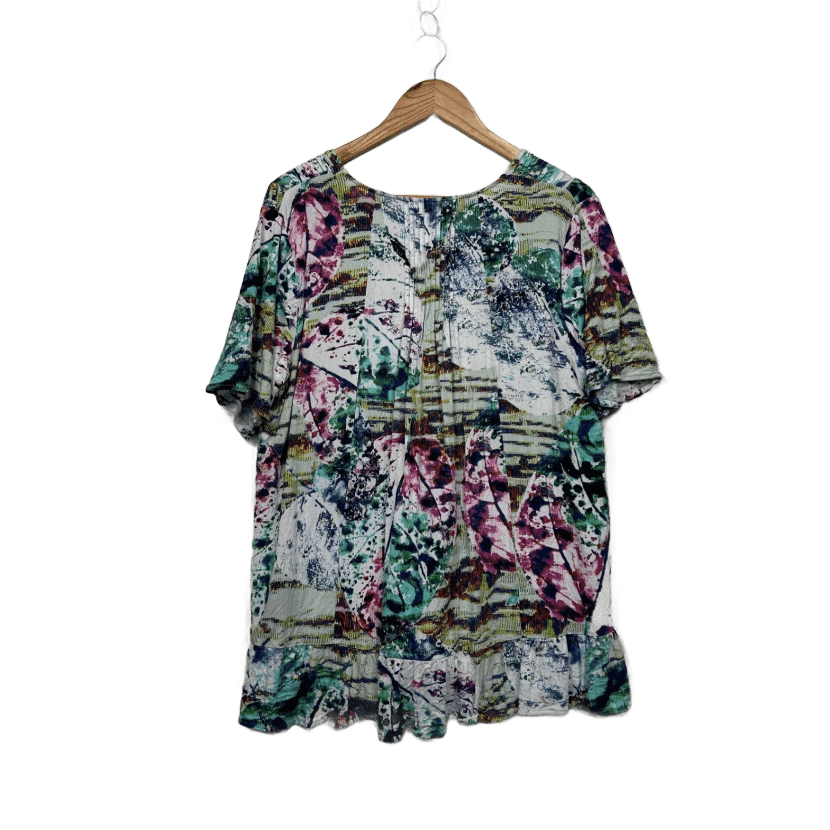 Taking Shape Short Sleeve Pleated Blouse Top Size 12 Multicoloured - Image 2