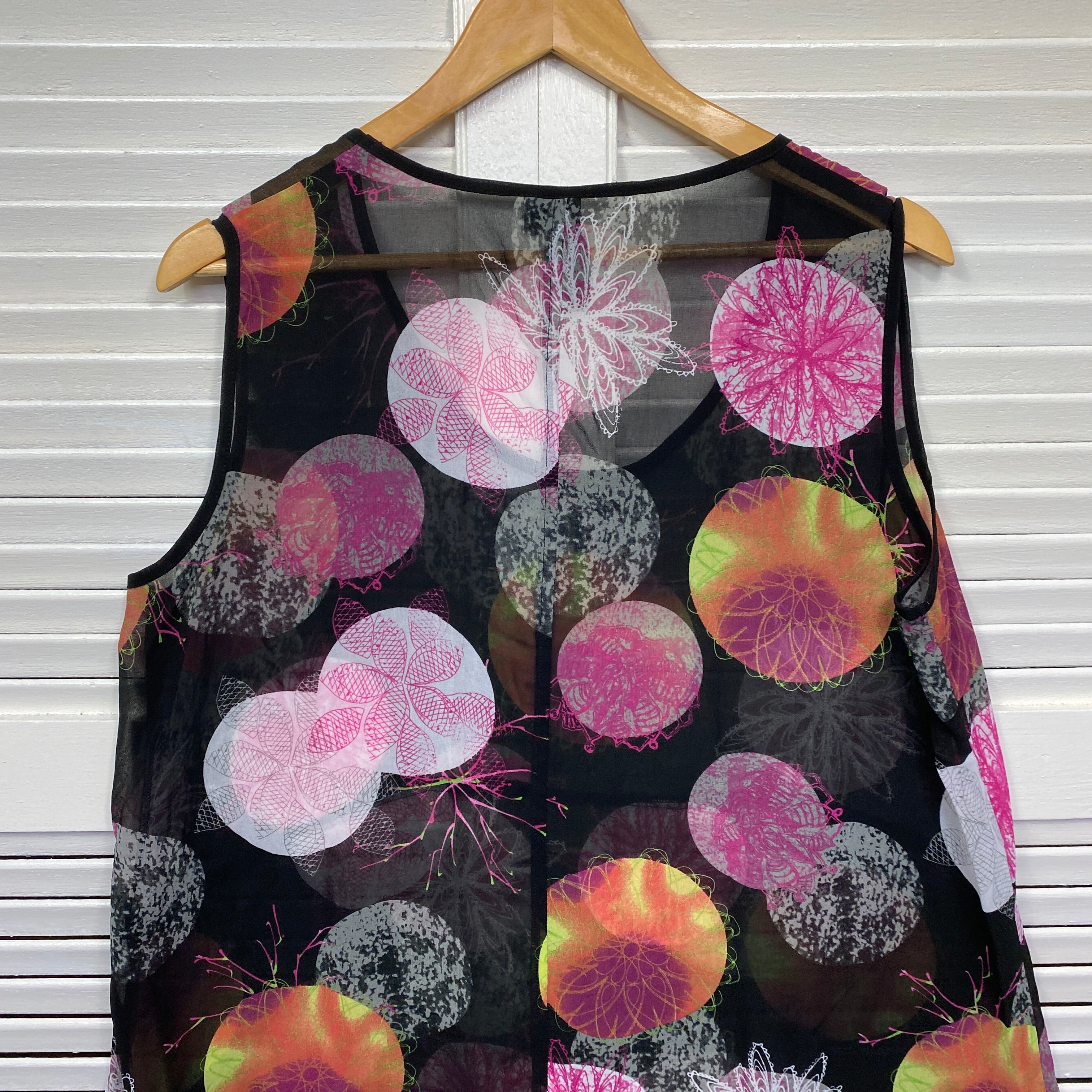 Taking Shape Top Size 14 XS Plus Sleeveless Multicoloured Sheer - Image 6