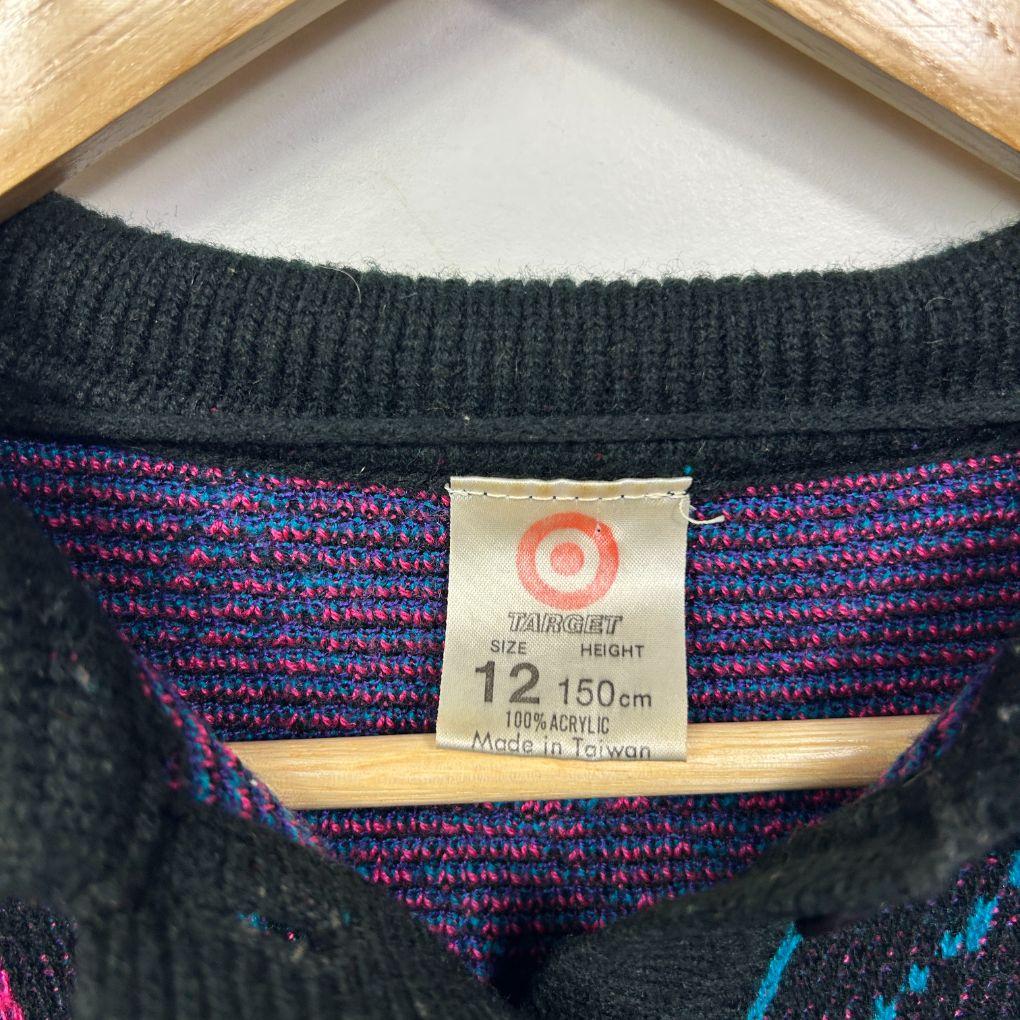 Vintage Target Black Multicolour Rose Knit Sweater - Size 12 - Image 2